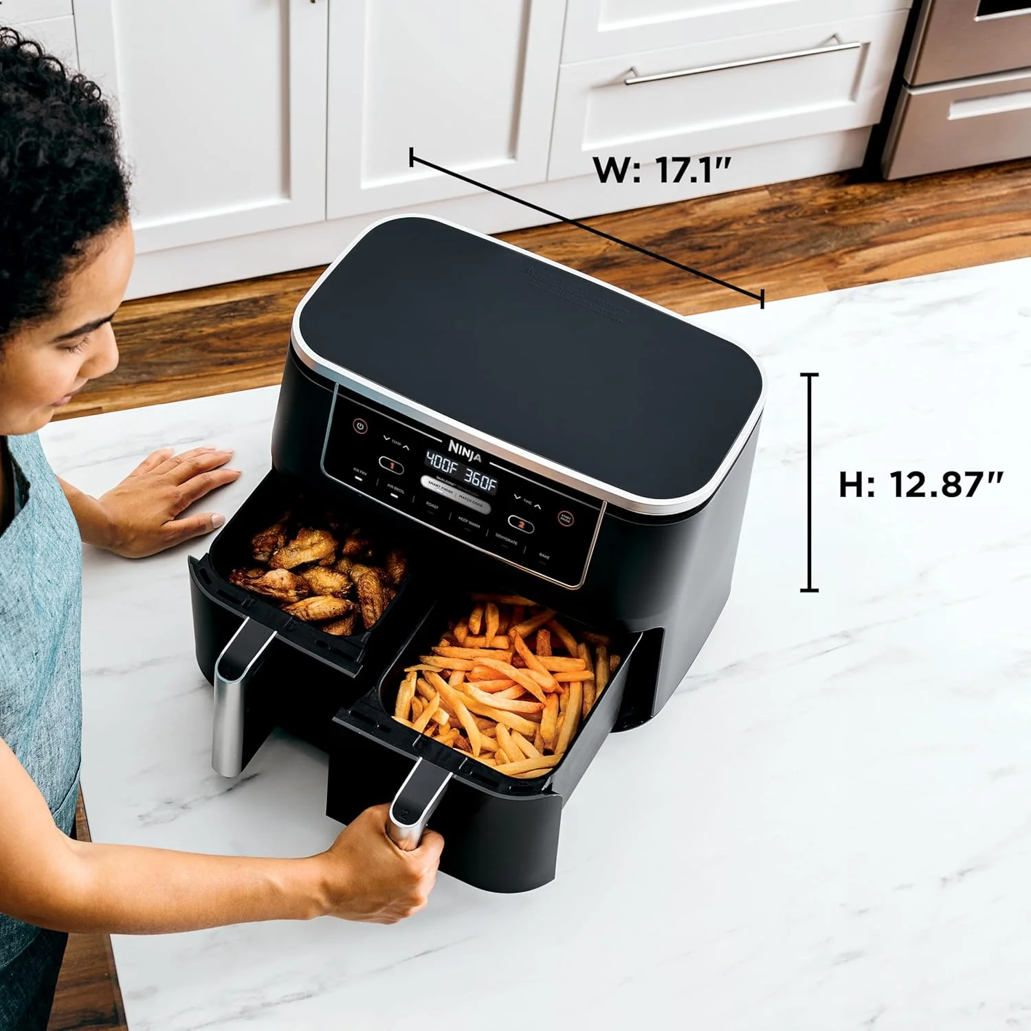 Ninja Foodi 6-in-1 FlexBasket Air Fryer with 7-Quart MegaZone and Basket Divider
