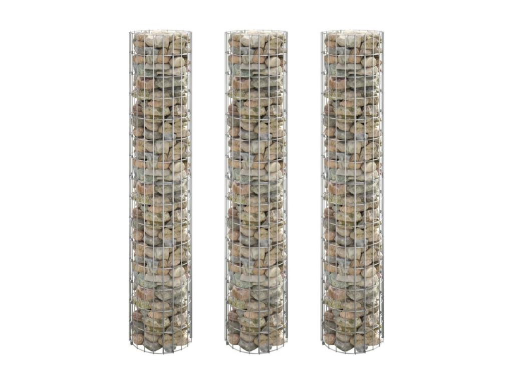 Arriate gaviones circular 3 unidades acero galvanizado Ø30x150 cm