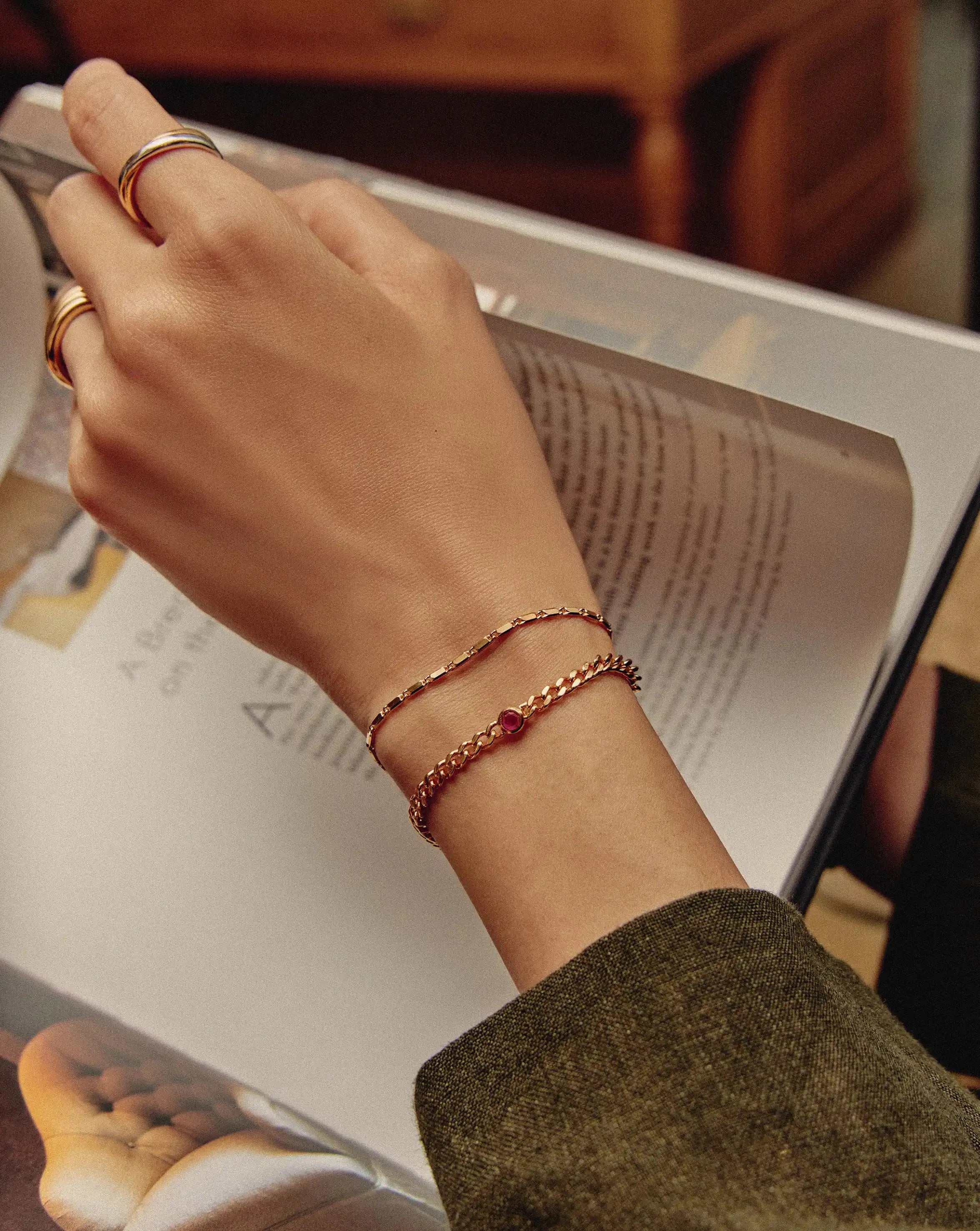 July Birthstone Chain Bracelet | 18ct Gold Plated Vermeil/Ruby