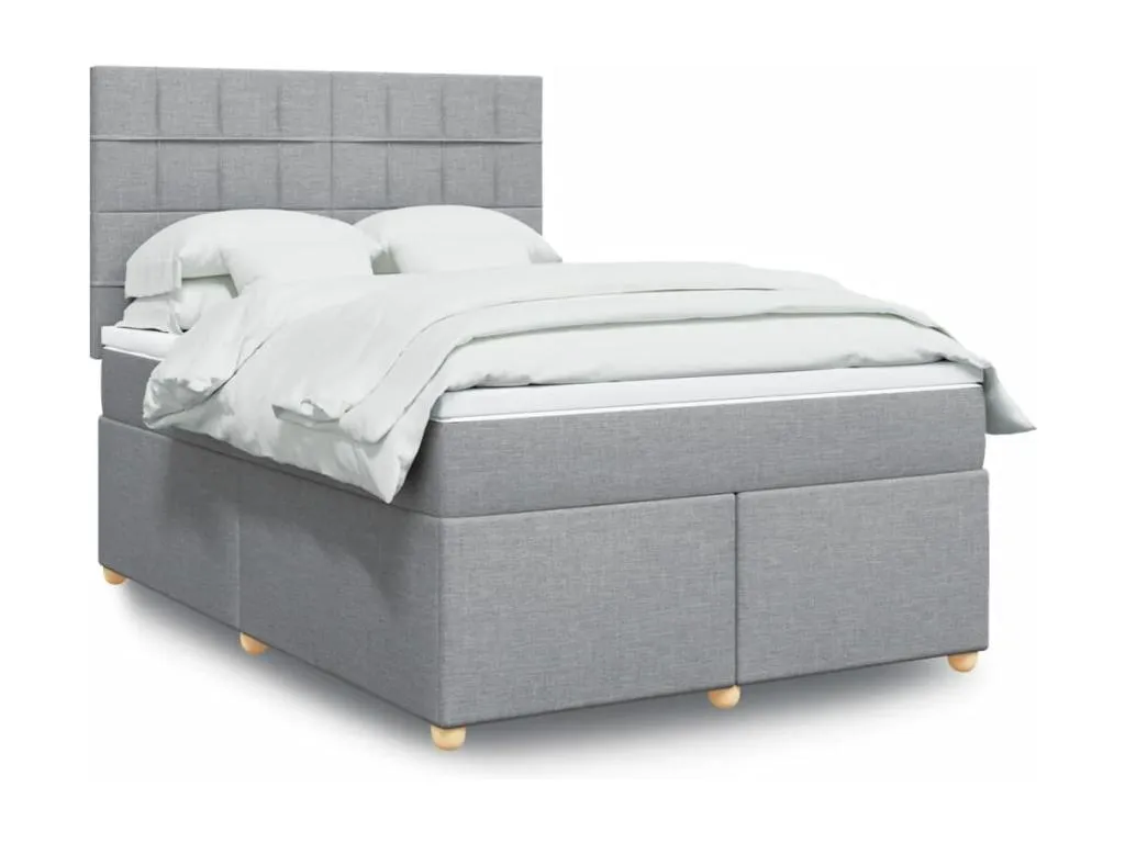 Cama box spring con colchón tela gris claro 140x200 cm mlp3518666