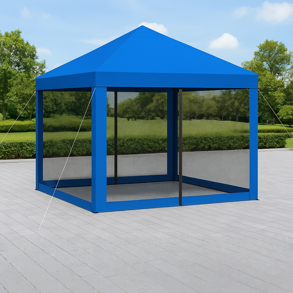 Carpa cuadrada toldo azul exterior jardín 250 x 120 x 260 cm