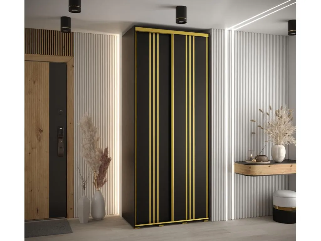 ARMARIO Sancaldeco 6 DE PUERTAS CORREDERAS 235.2/100/60 2 puertas (Negro/Negro/Oro) 37390OTYG