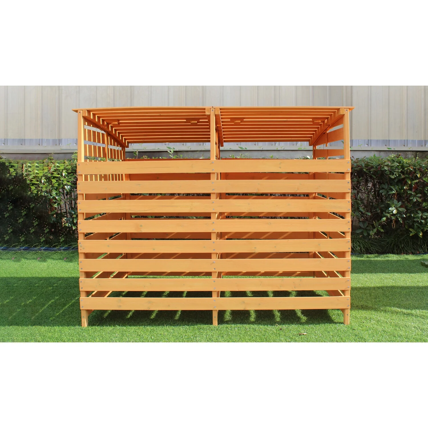 Hanover Outdoor 4.9 ft. x 4 ft. Wooden Trash Bin and Recyclables Storage Shed - HANWS0103-NAT - Image 4