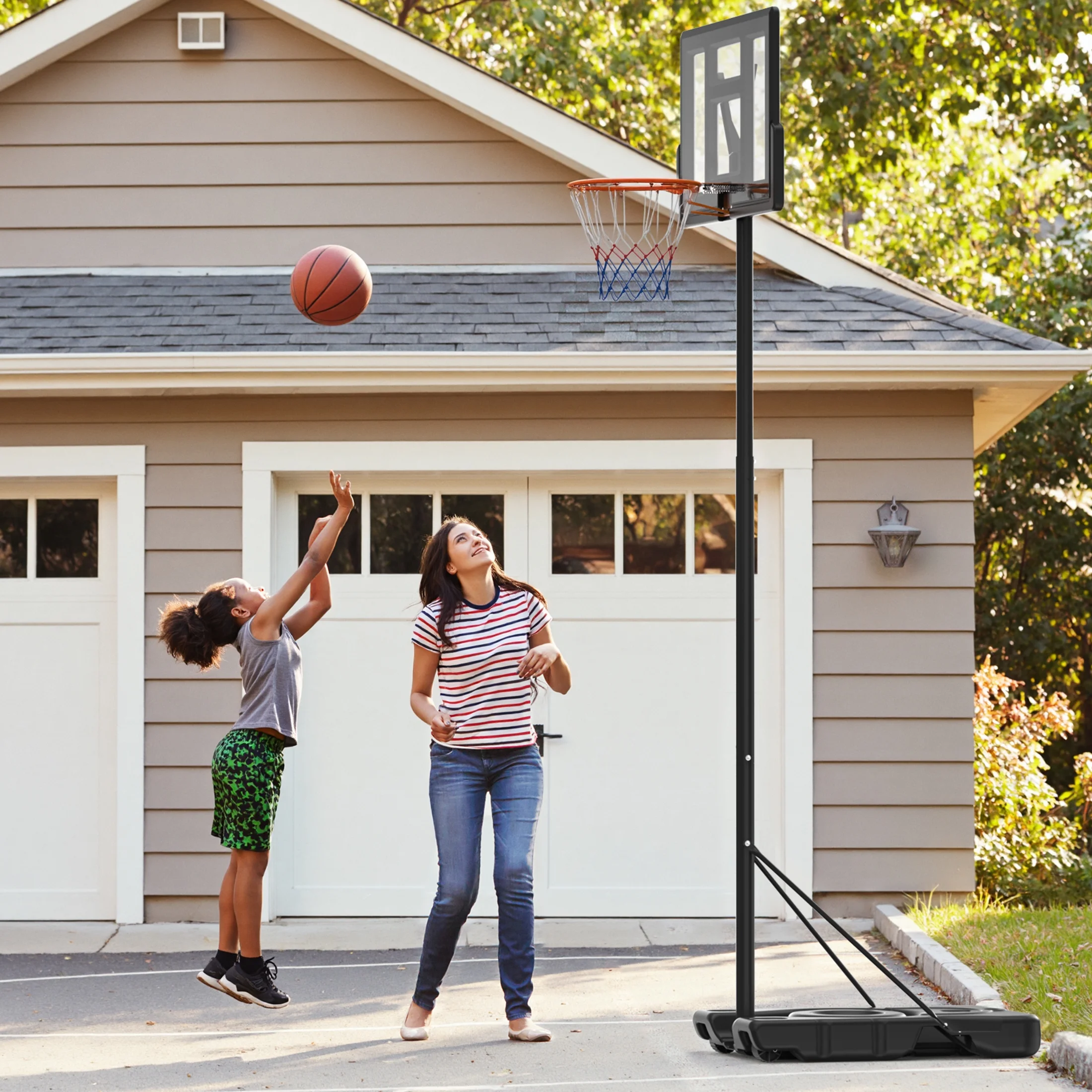 Edx 6.1ft-10ft Adjustable Height 44" Shatterproof Outdoor Portable Basketball System (Adult) - Image 3