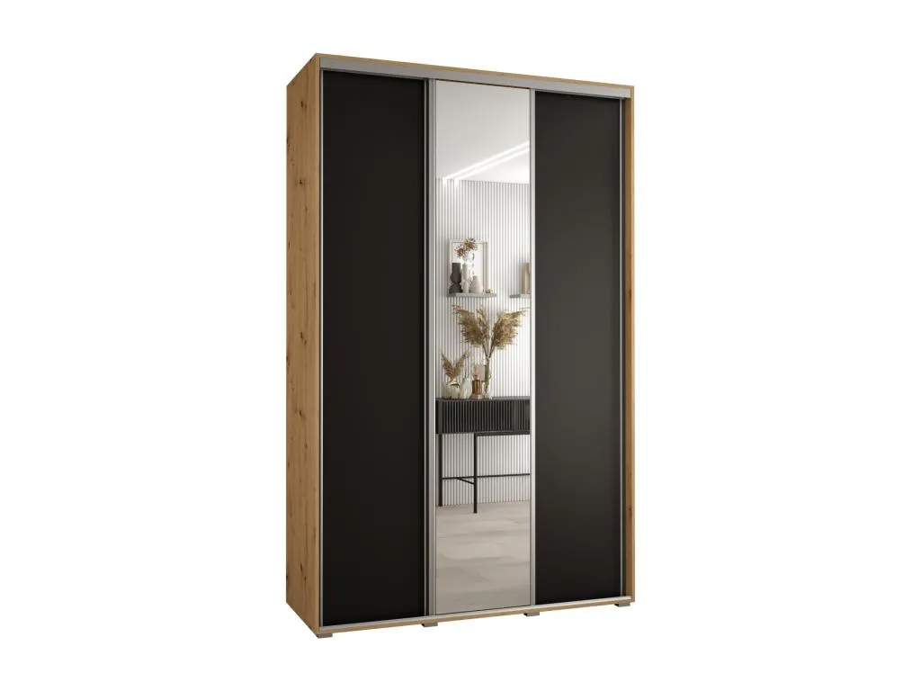 ARMARIO Jmmhogar 3 DE PUERTAS CORREDERAS 235.2/150/45 3 puertas (Artisan/Negro/Plata)