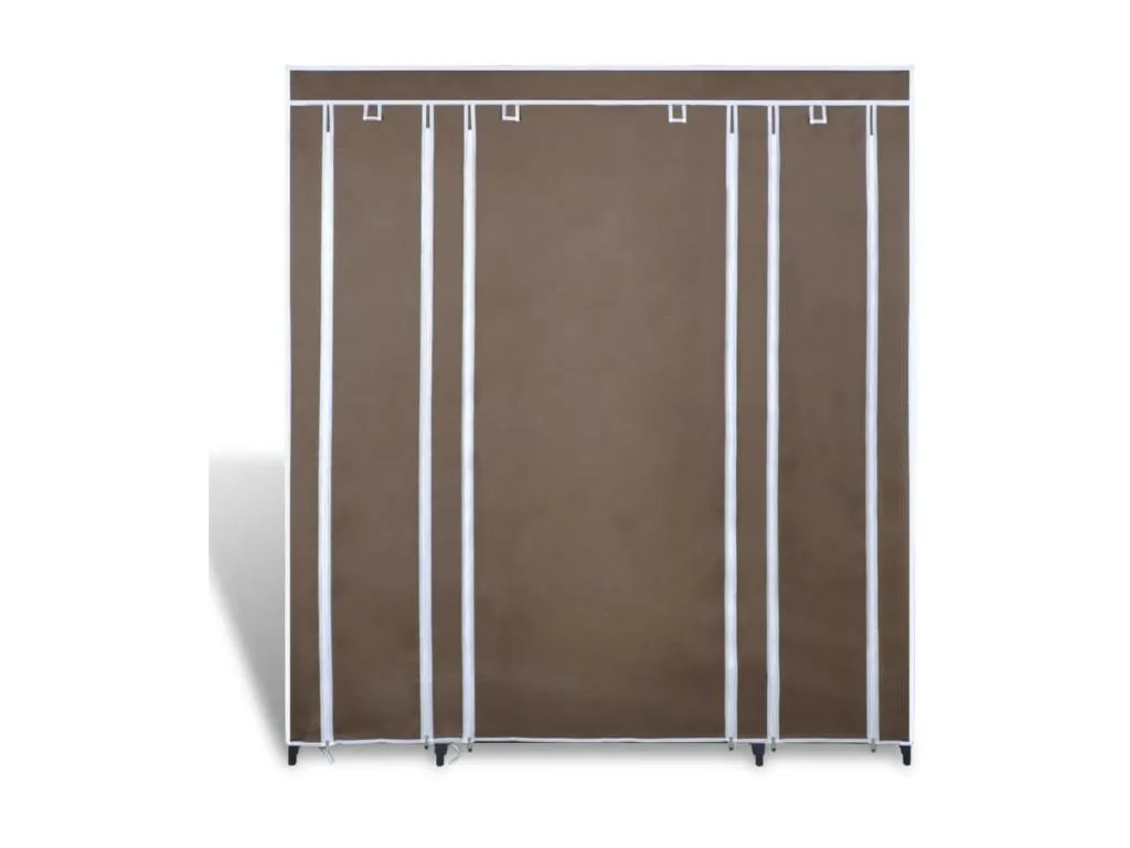 Armario de tela compartimentos y varillas marrón 45x150x176cm 67261YJPC