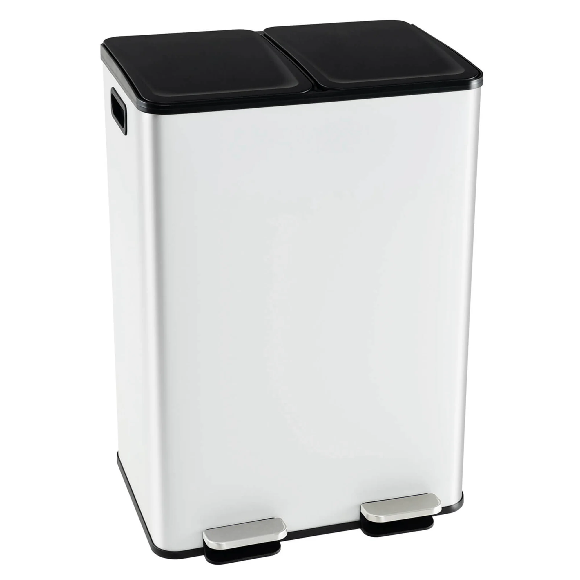 Costway 16 Gallon Dual Step Trash Can Recycle Bin Stainless Steel Bucket Pedal Silver - Image 21