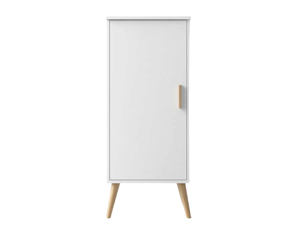 Armario Alto Blanco con Patas de Madera