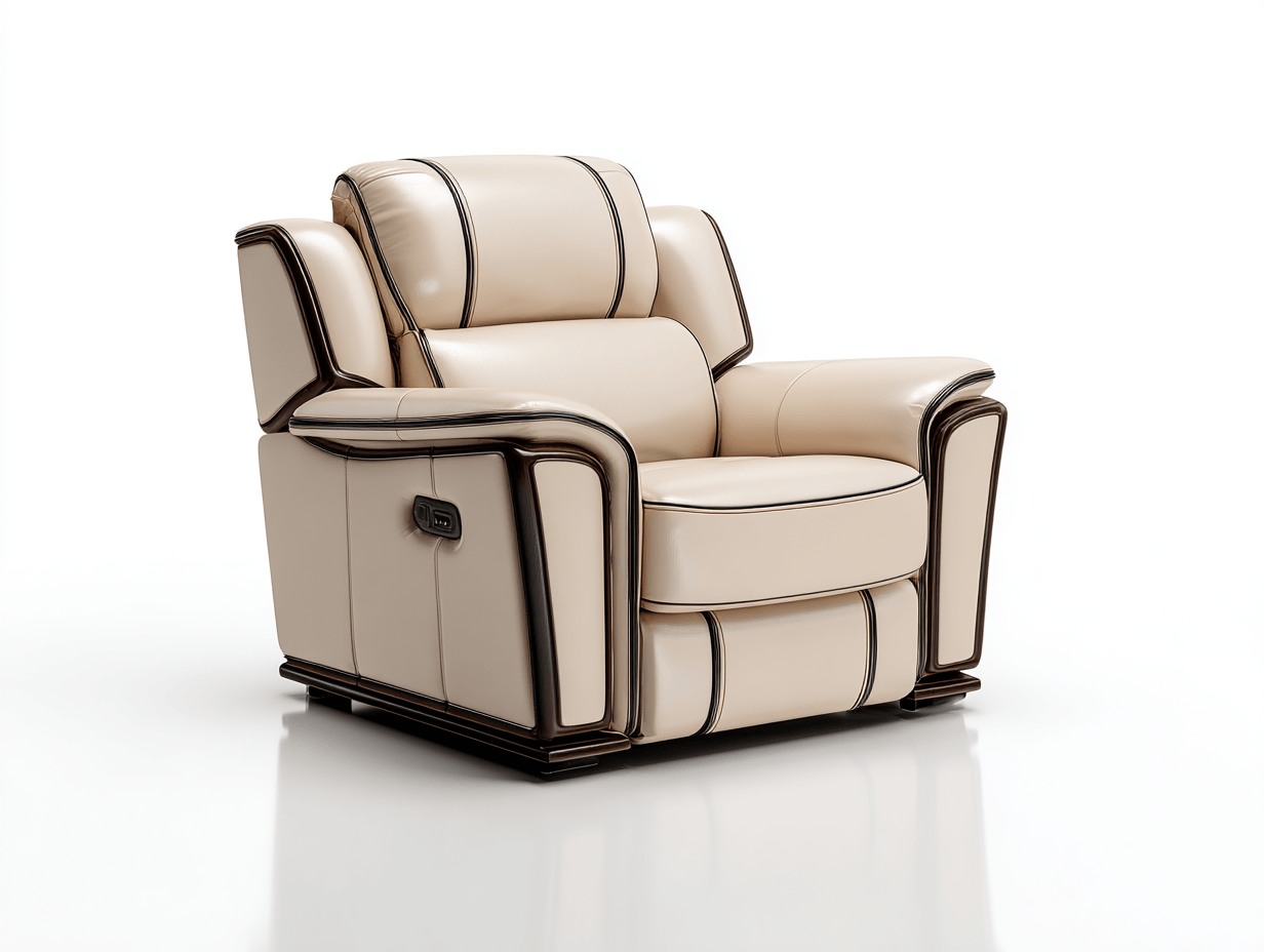 Sillón reclinable eléctrico de cuero beige 102×95×94 cm - diseño moderno y funcional