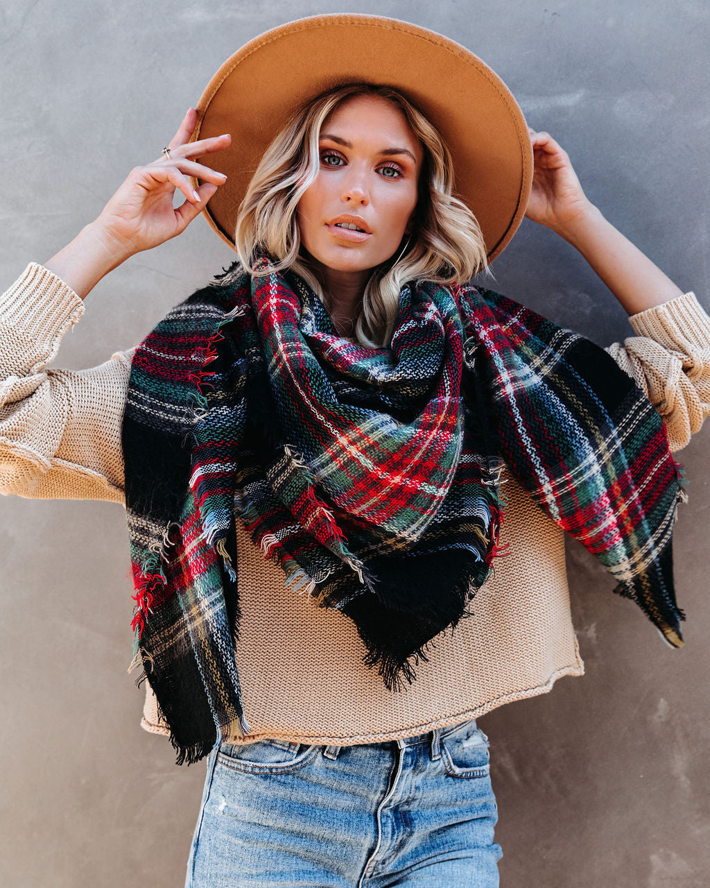 Total Eclipse Plaid Blanket Scarf - Se7enfashion