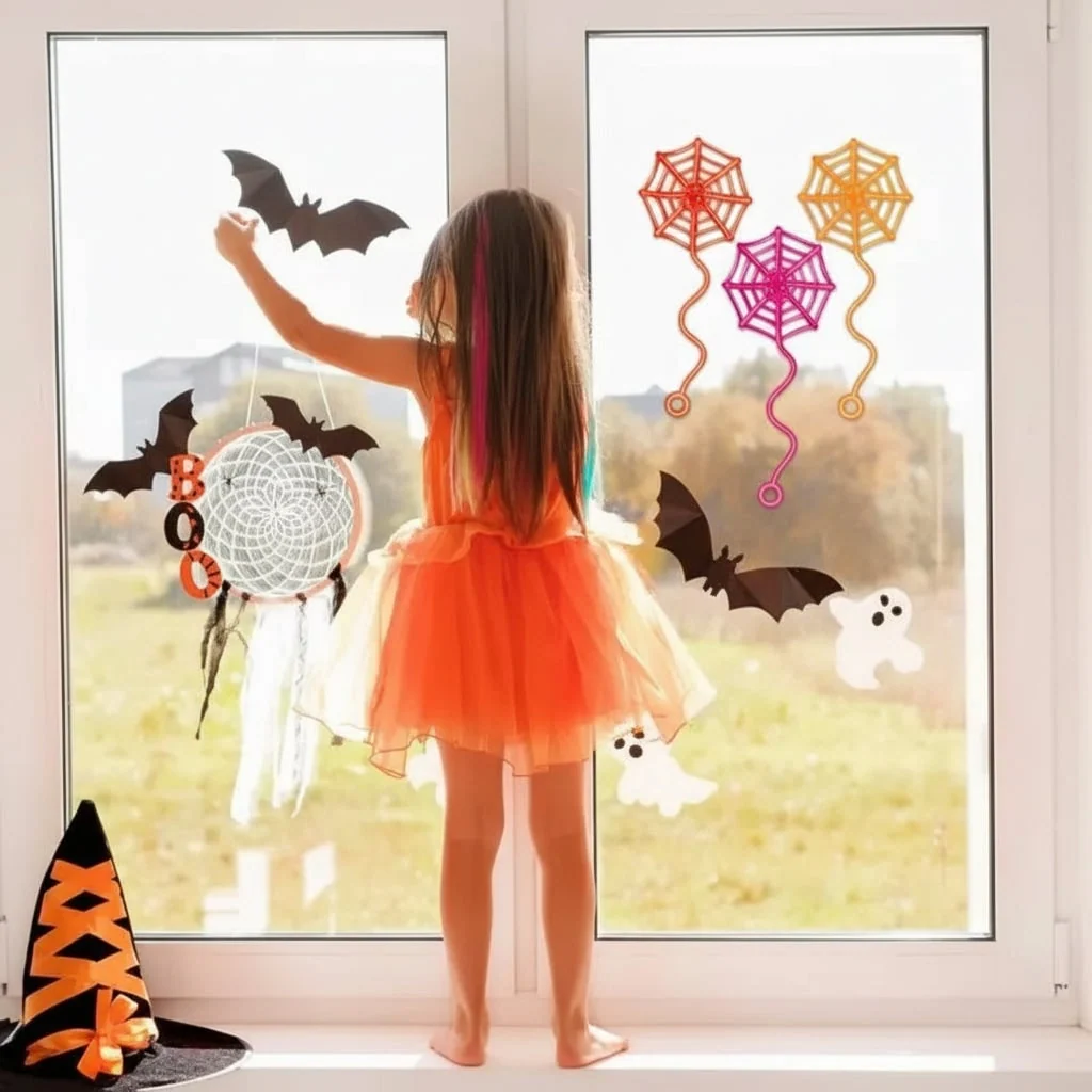 Spider Web Window Hanging Halloween Party Set Spider Web Window Hanging Halloween Party Set