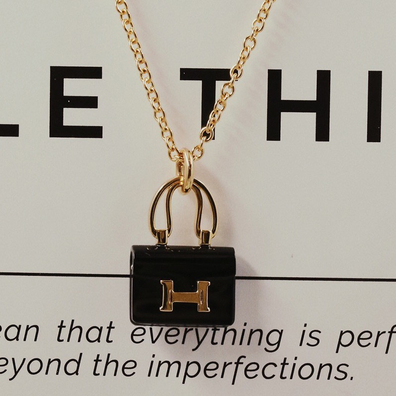 Hermes Black Bag Pendant Necklace - Original Replica Club