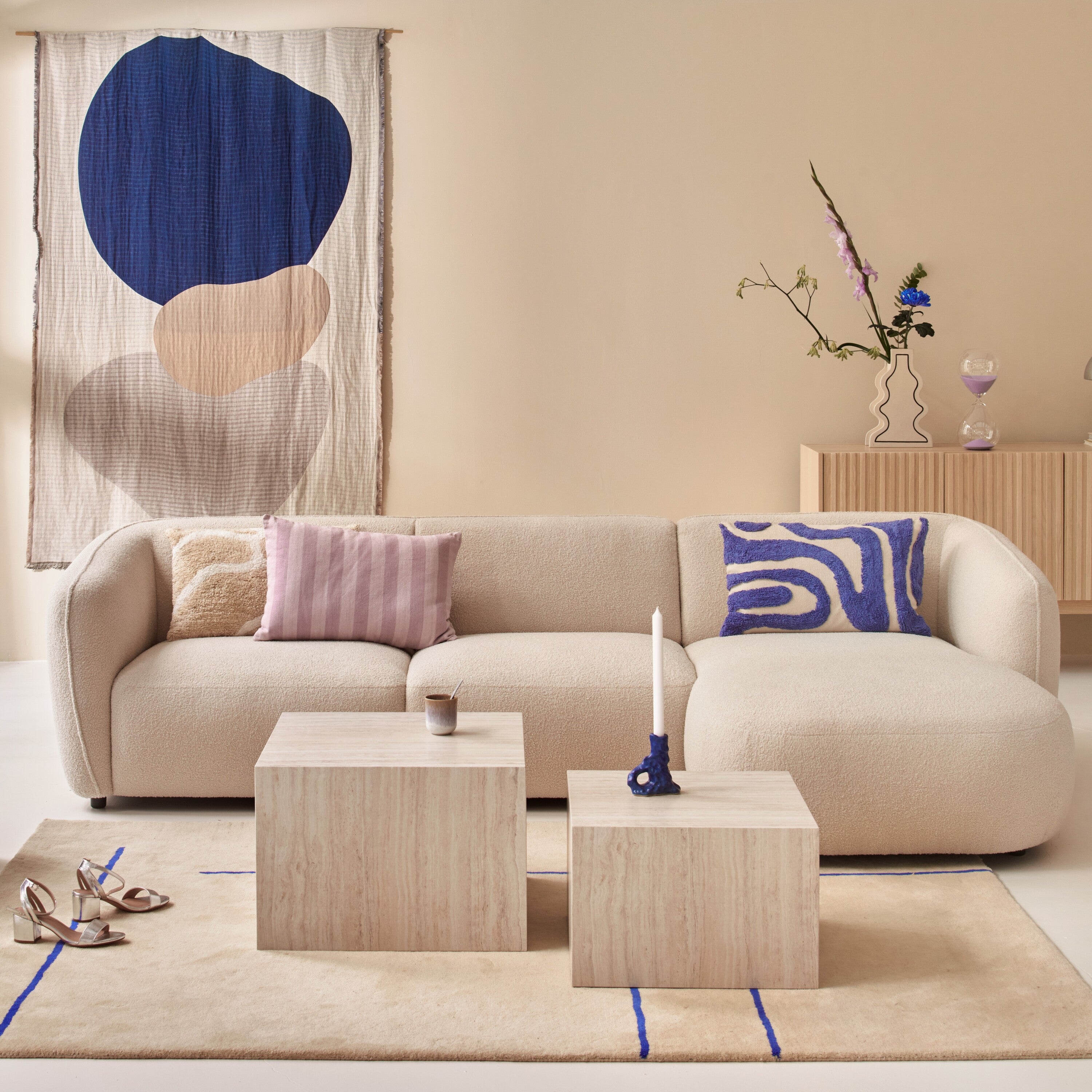 Blokker Line Vloerkleed 170 x 240 cm - Blauw