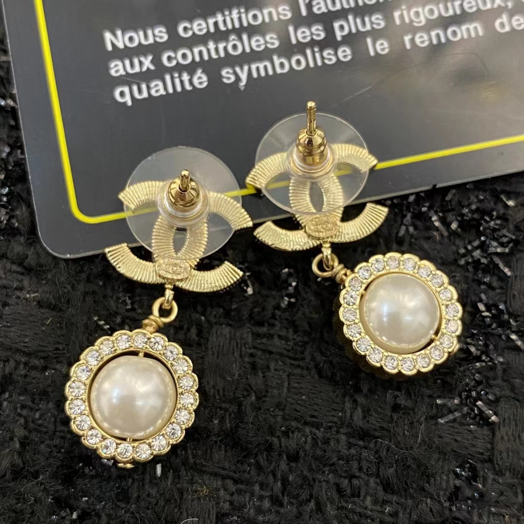 Chanel Double C Pearl Dangle Earrings - Original Replica Club