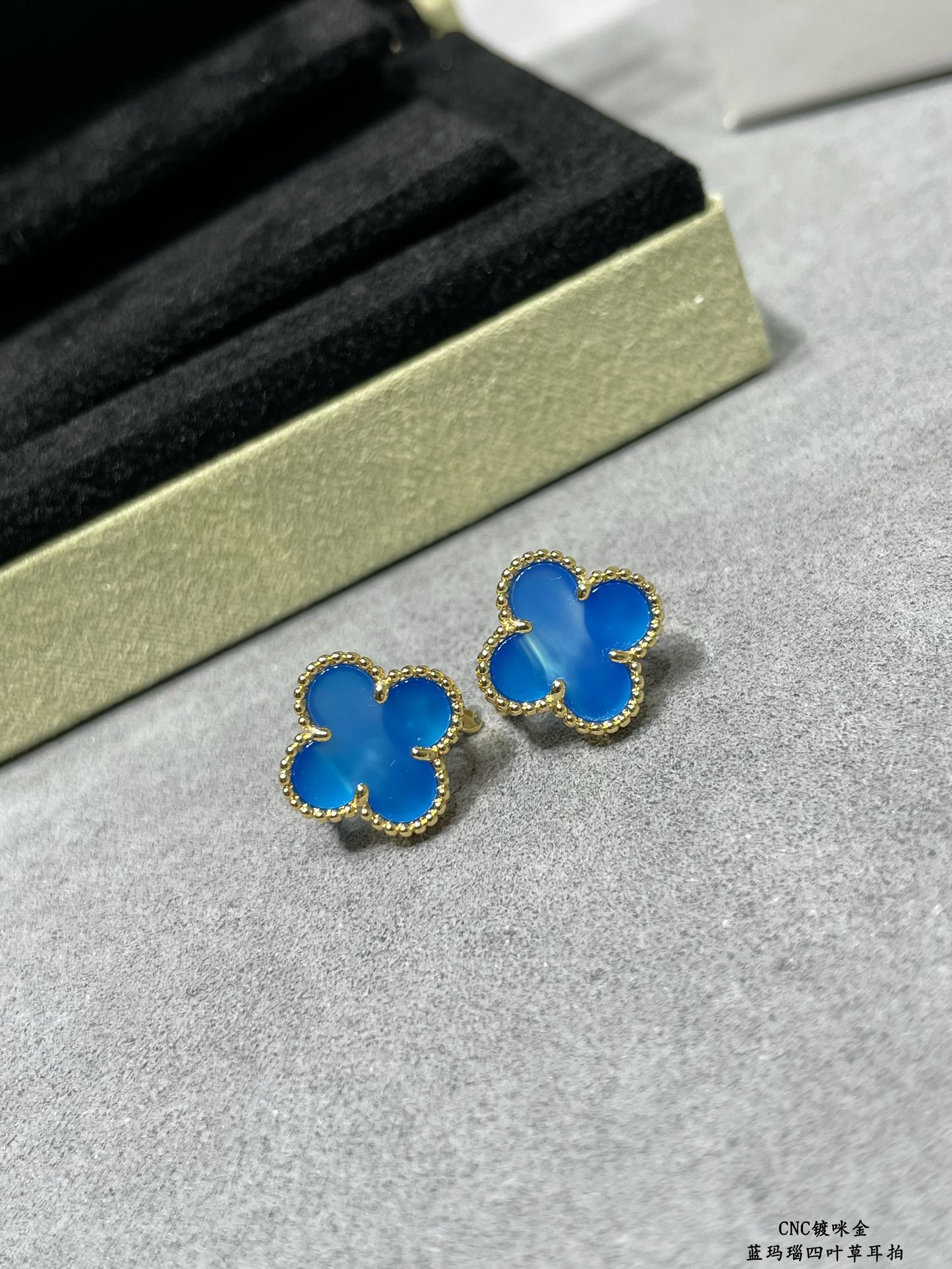 VCA Blue Carnelian Clover Earrings - Original Replica Club