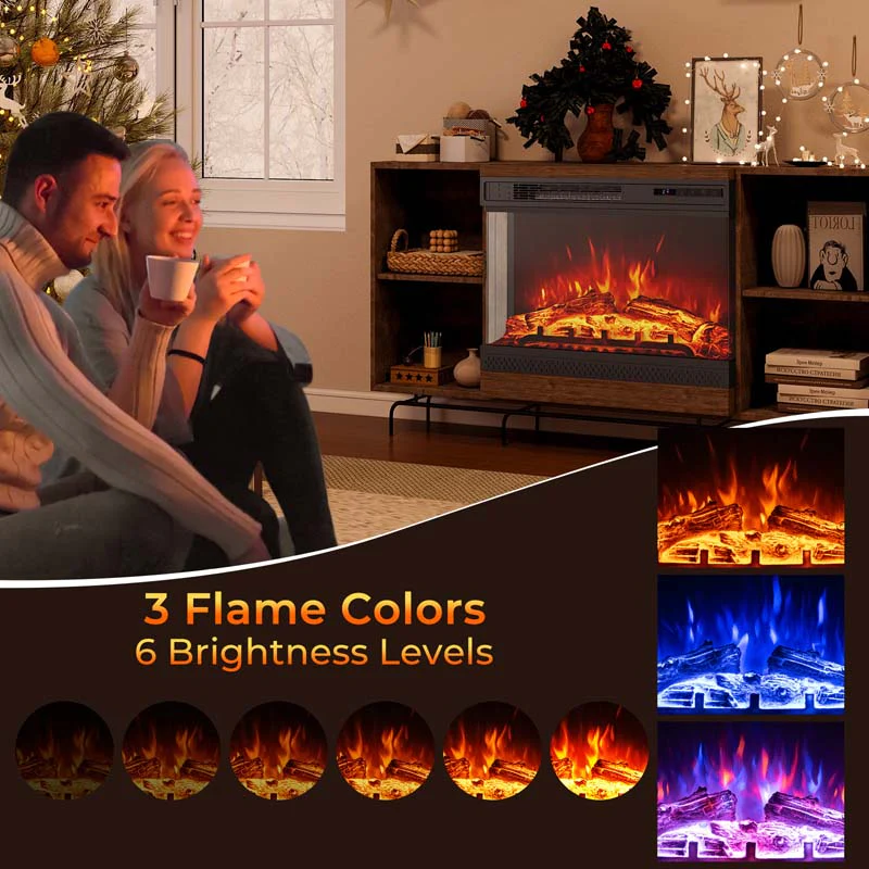 Eletriclife 24 Inches 3-Sided Glass Electric Fireplace Heater with Remote Control