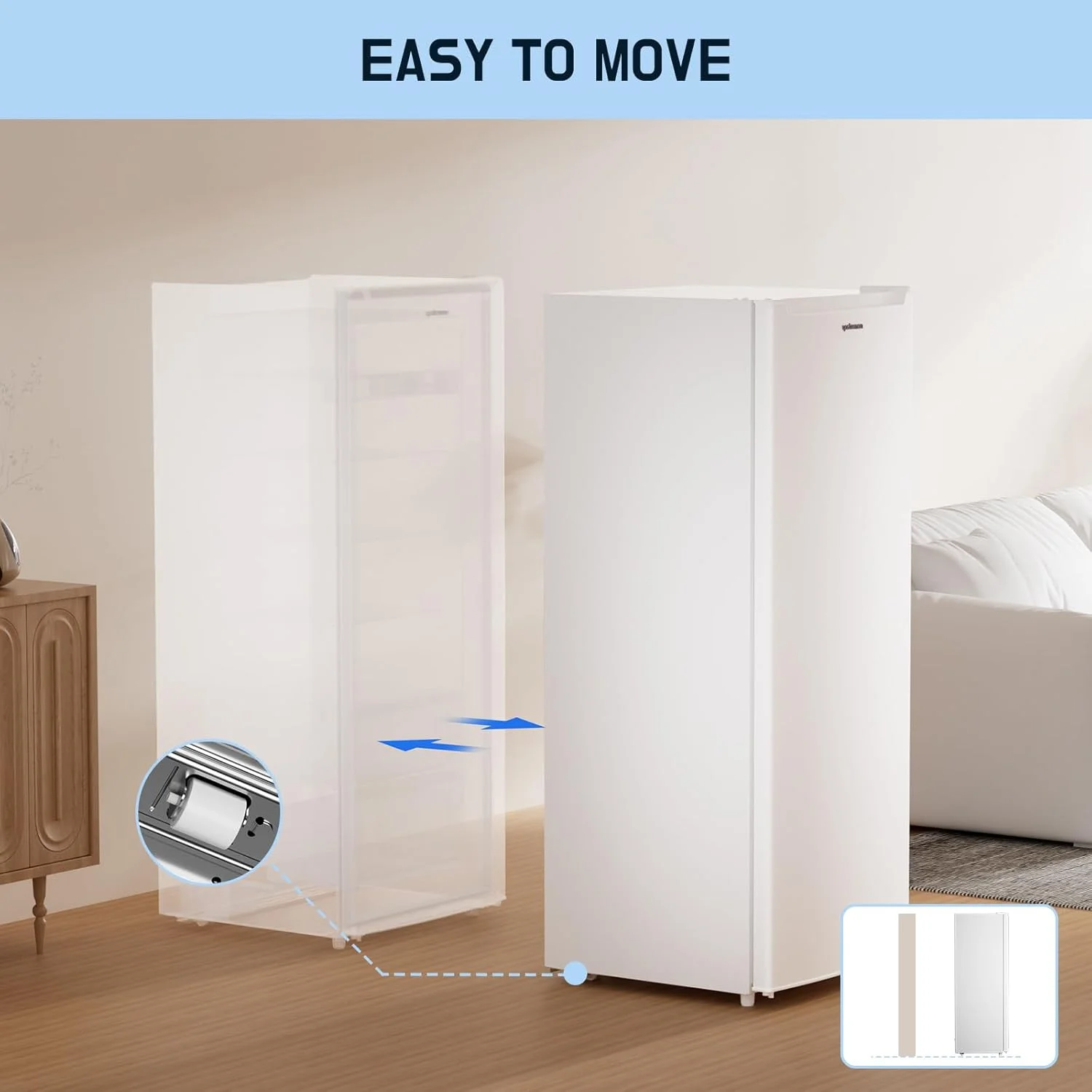 Upstreman 7.0 Cu.Ft Upright Freezer Convertible Fridge/Freezer, Garage Ready Deep Freezer with Reversible Door, UP70 White - Image 6