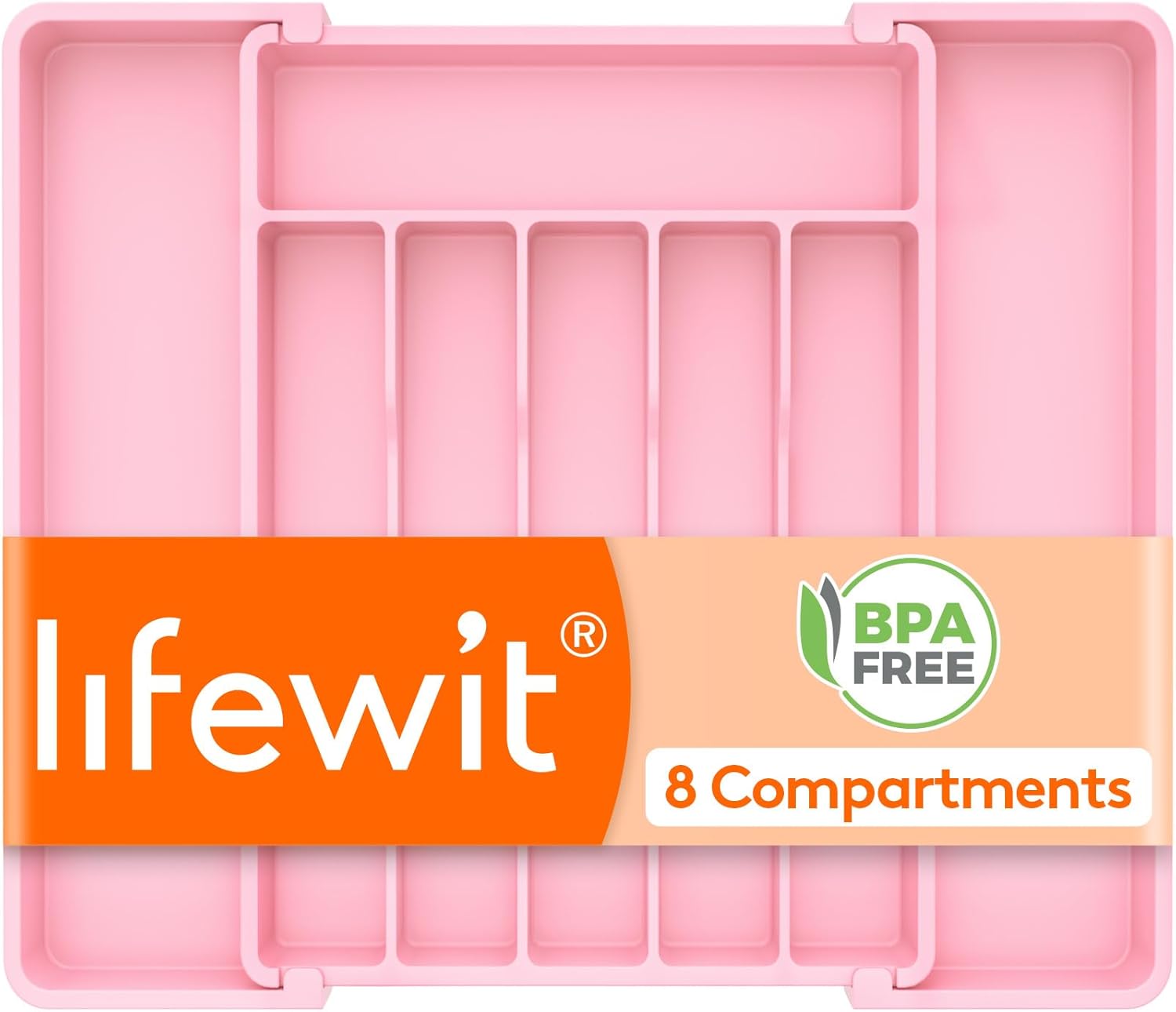 Lifewit Silverware Drawer Organizer, Expandable Utensil Tray for Kitchen, BPA Free Flatware and Cutlery Holder, Adjustable Plastic Storage for Spoons Forks Knives, 8.9-14.7 x 12.2