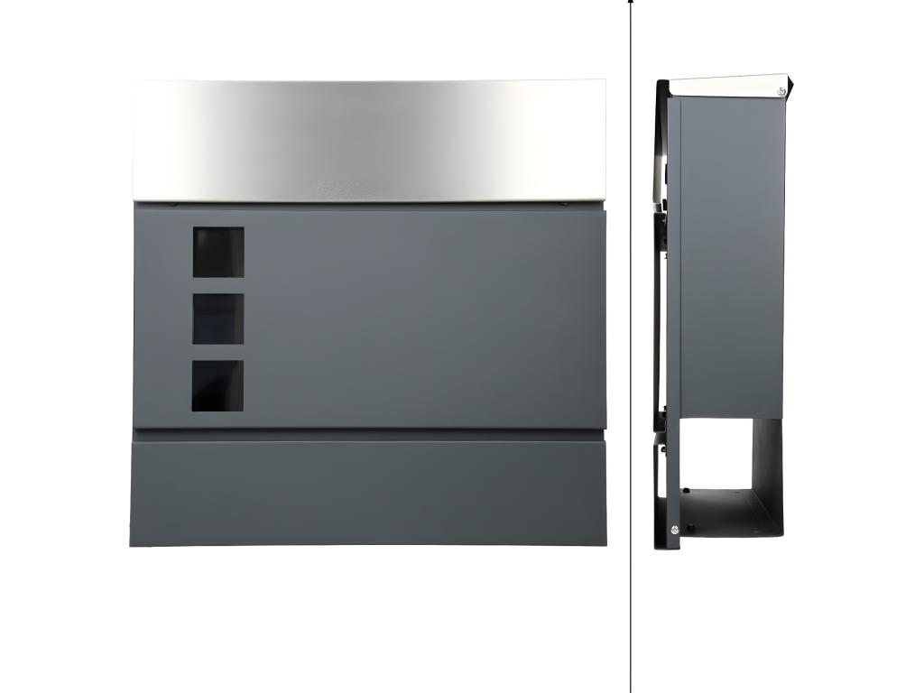 Buzón de pared con compartimento para periódicos 3 ventanas Laocacasas