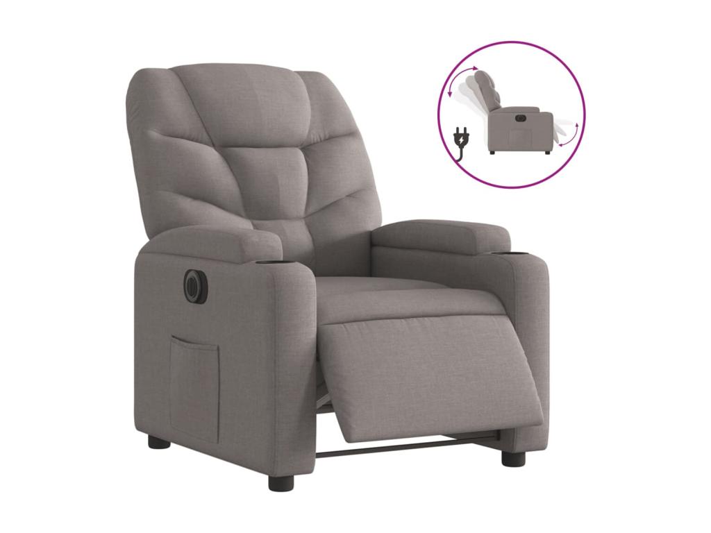Sillón reclinable eléctrico tela gris taupé