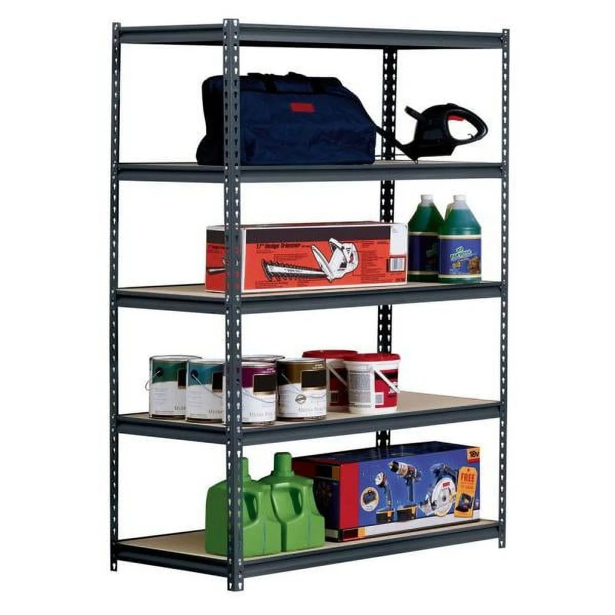 Muscle Rack 48"W x 24"D x 72"H 5-Shelf Steel Freestanding Shelving Unit; Black - image 6