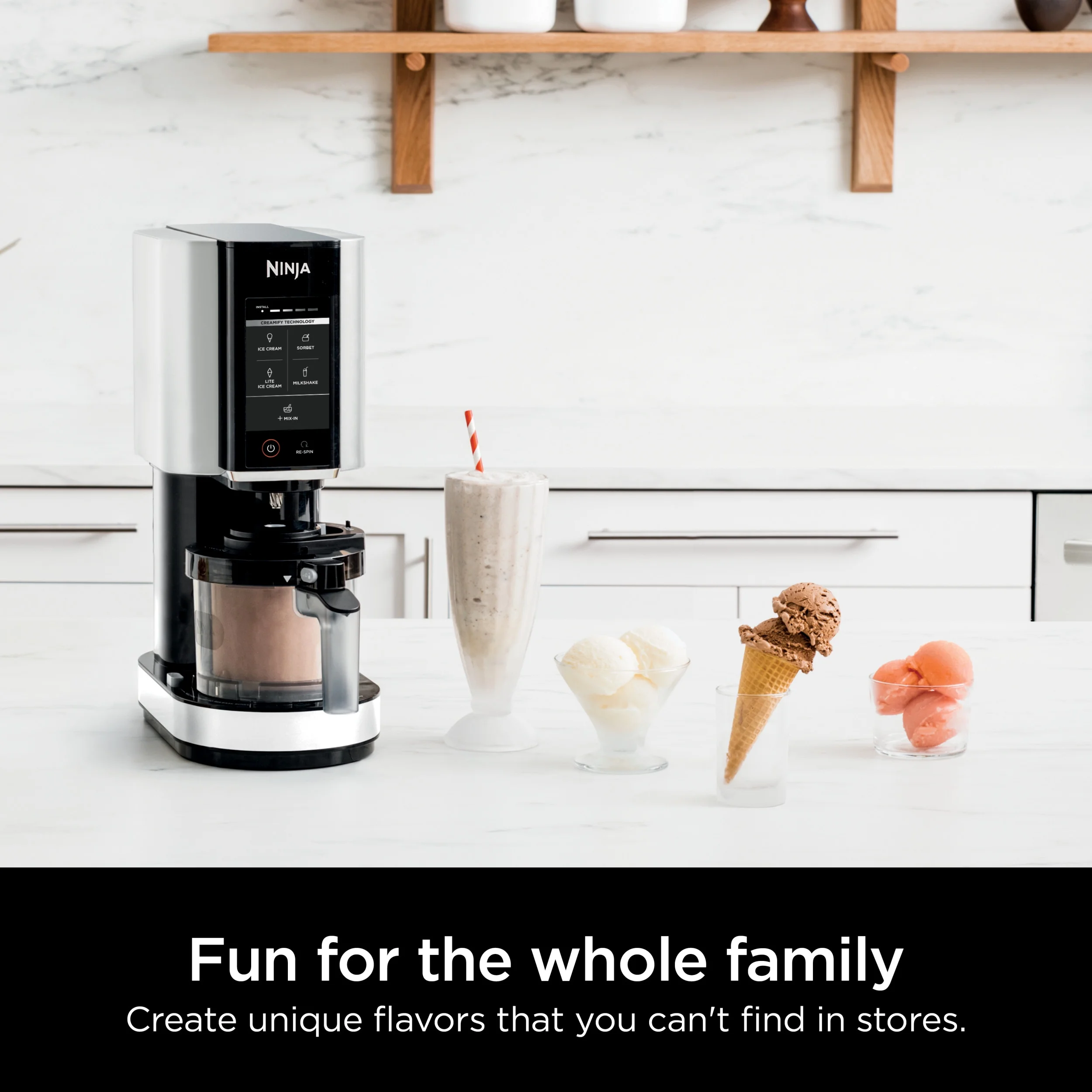 Ninja CREAMi Ice Cream Maker, for Gelato, Mix-ins, Milkshakes, Sorbet, Smoothie Bowls & More, 5 One-Touch Programs, with (2) 16 oz Pint Containers & Lids, Perfect for Kids, White, NC300WH - Image 4