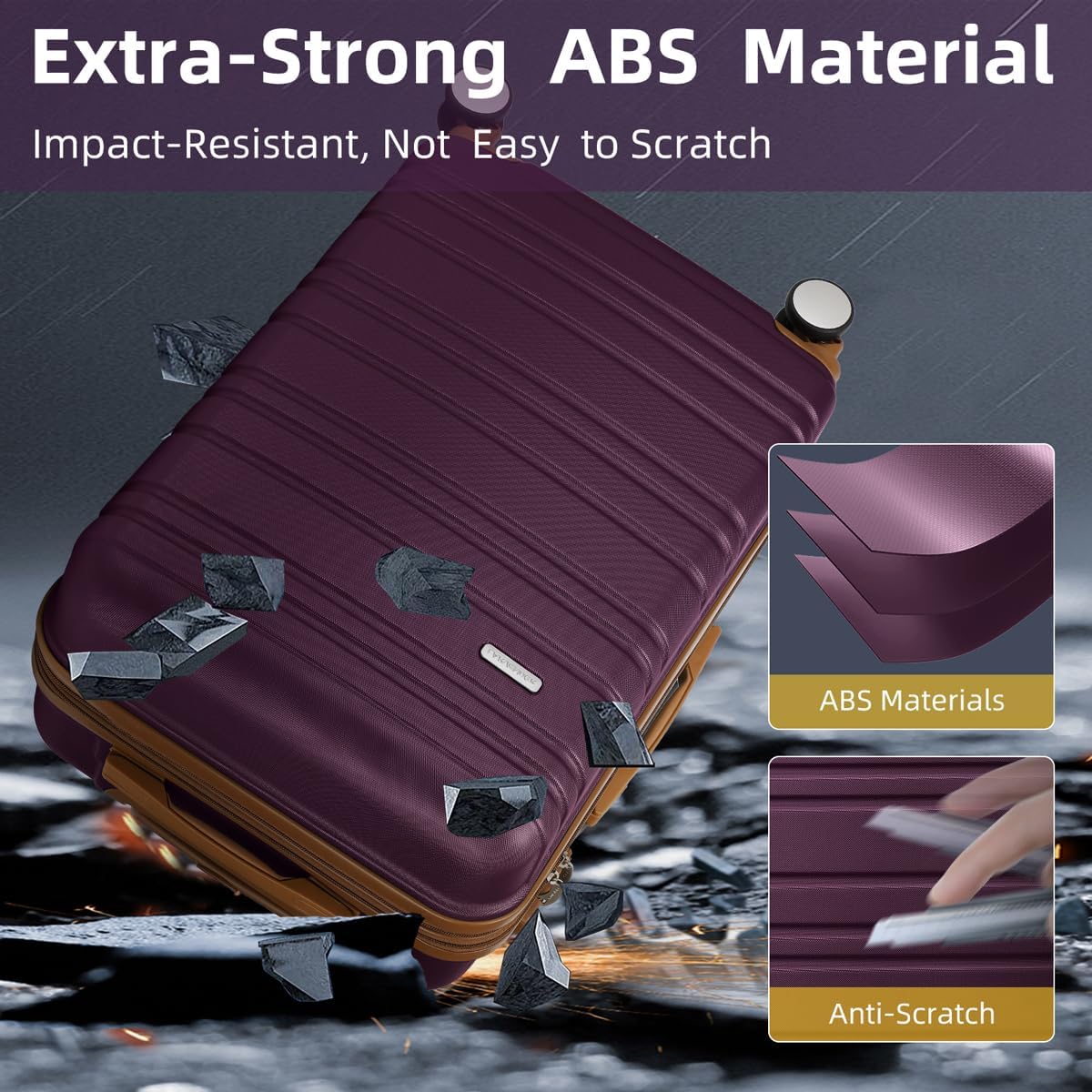 6-piece luggage set, expandable hardshell suitcase set with spinner wheels, lightweight rolling luggage set