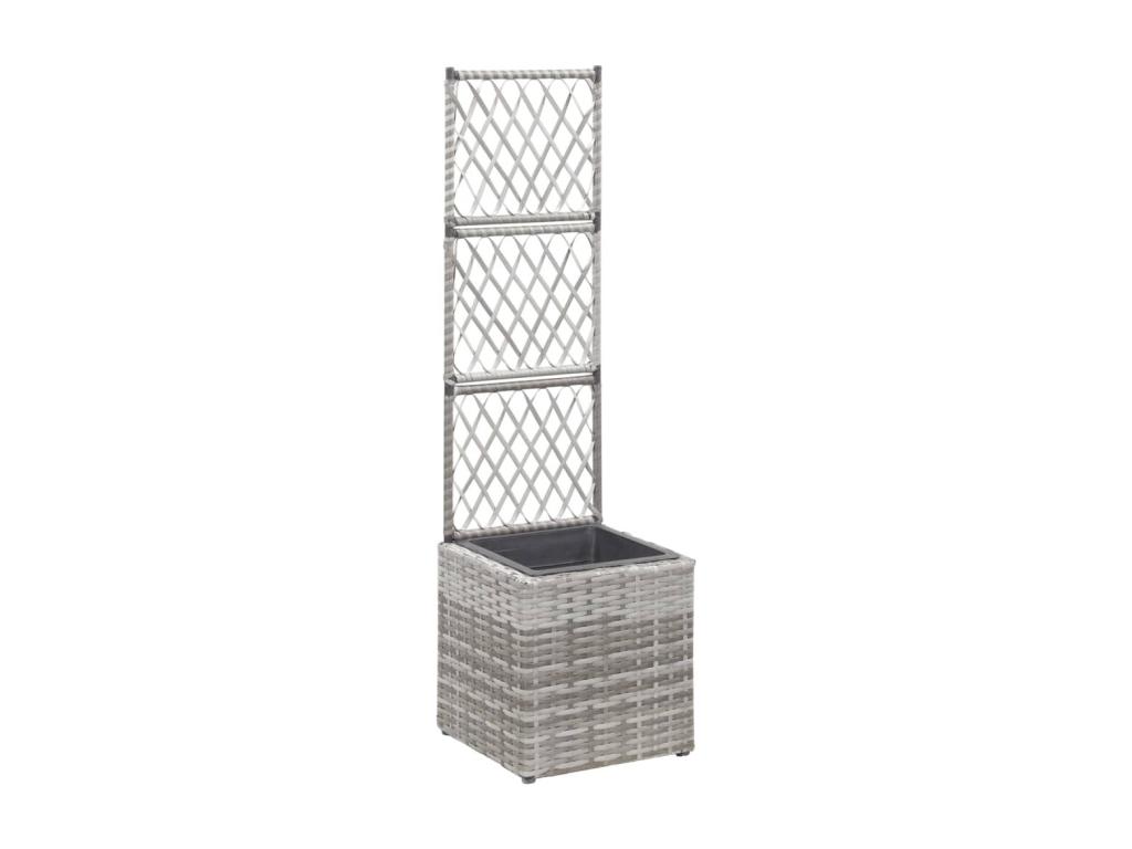 Bancal Decoromantico levado Trellis 1 macetero 30x30x107 cm Resina mimbre Gris