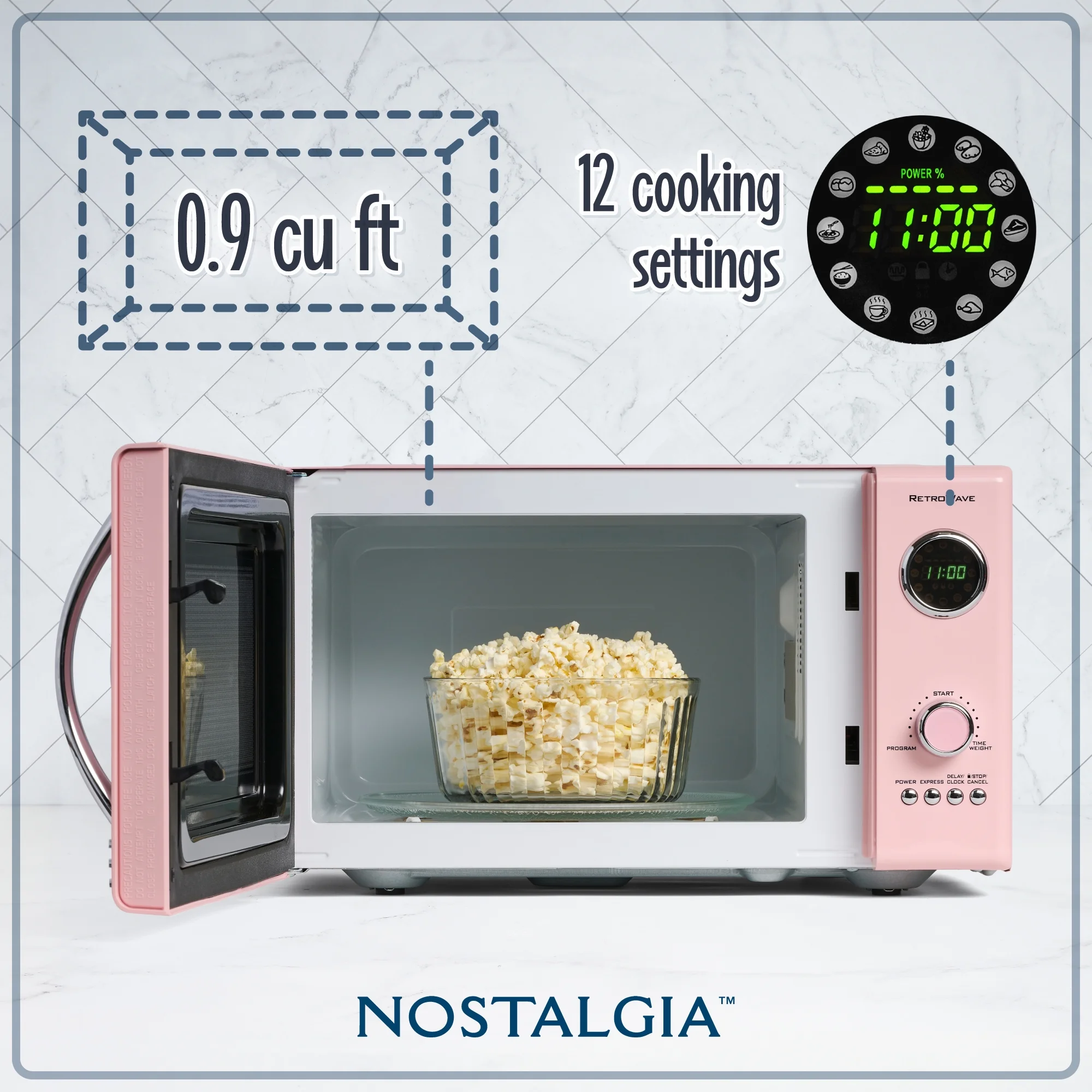 Nostalgia Retro Microwave for Countertop 0.9 cu ft Vintage Microwave, Ivory - Image 26