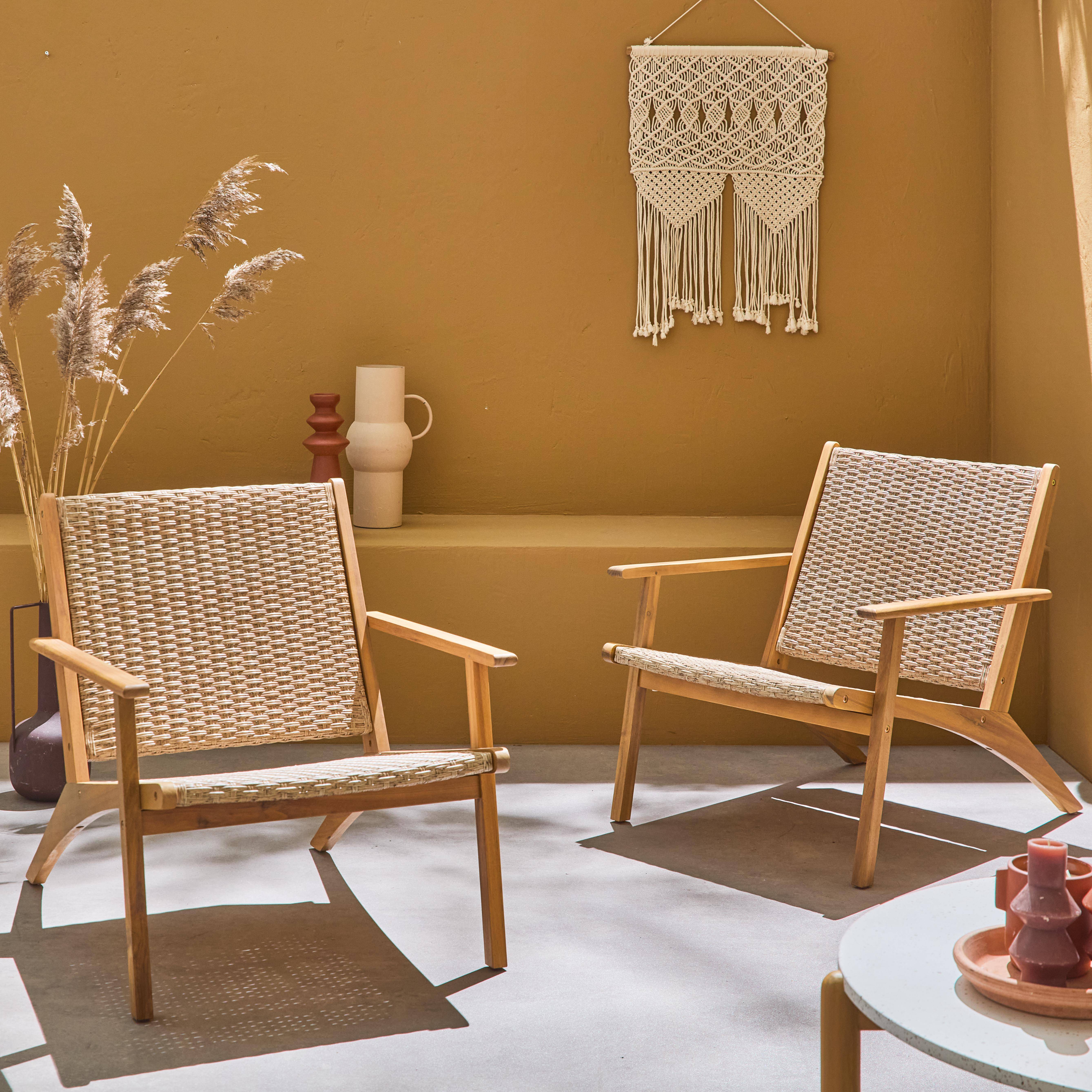 Belize x2 - Sillón reclinable de madera y resina, set de 2