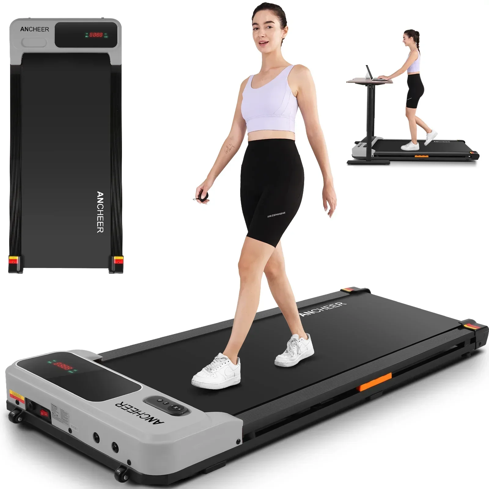 ANCHEER Under Desk Walking Pad Treadmill, 0.6-3.8 MPH, 240 lbs Capacity, 2.5 HP ANCHEER Under Desk Walking Pad Treadmill, 0.6-3.8 MPH, 240 lbs Capacity, 2.5 HP