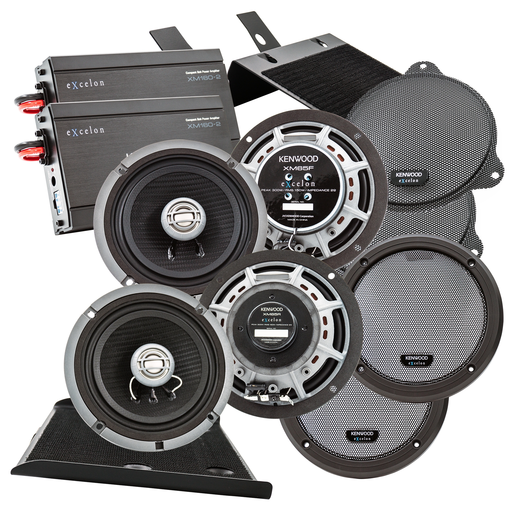 SportsBikeShop Kenwood eXcelon Front And Rear Speaker And Amplifier Package For Harley Touring 2014-2025