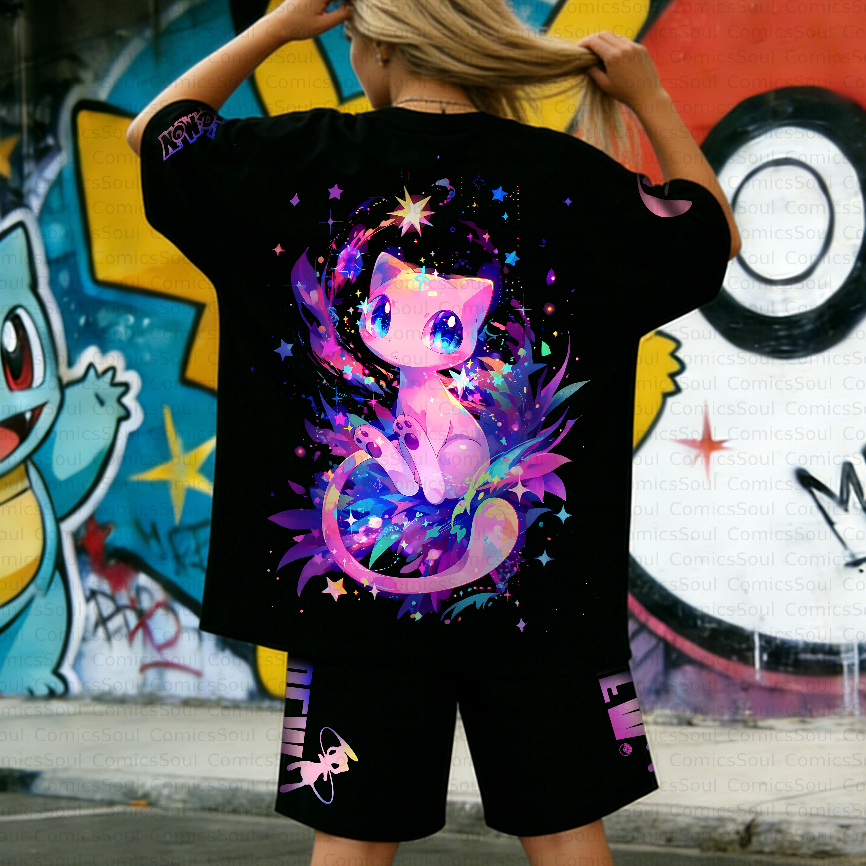 Unisex Anime Inspired Vintage T-shirt& Shorts 2 Pieces Set
