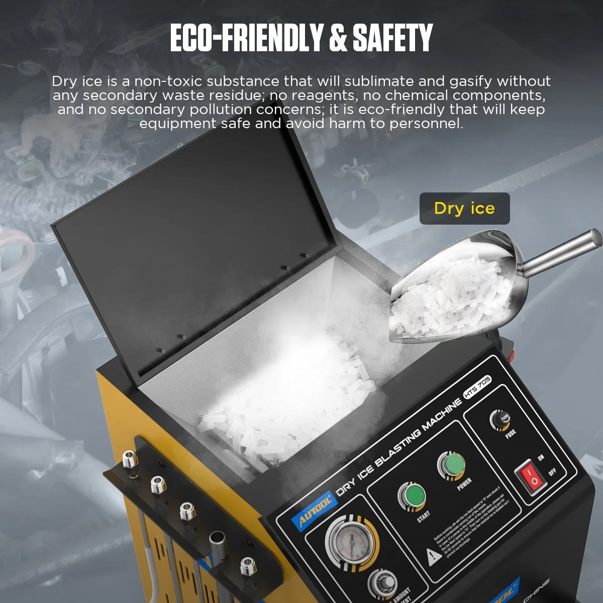 AUTOOL Automotive Dry Ice Cleaning Machine Car Engine Throttle Carbon Deposit Cleaner Exhaust Pipe Pressure Washer 110V/220V Dry Ice Blasting Clean Machine for All Cars, HTS705 - Image 8