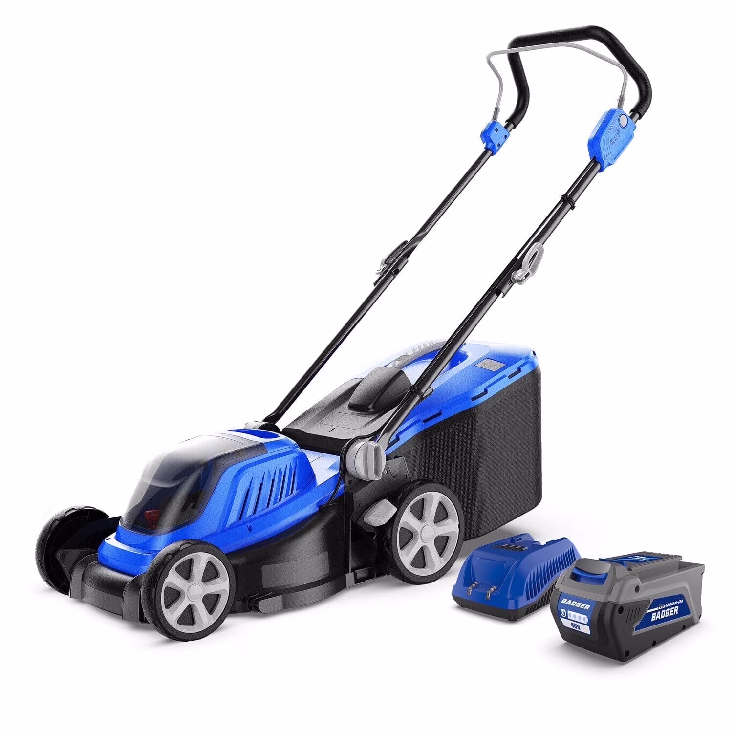 WILD BADGER POWER 18" Brushless Cordless Lawn Mower, 40V, for 6, 500??0, 000 Sq Ft Yards, 5 Cutting Heights, Large Grass Bag, Quick - Fold Storage, Battery Charger Included