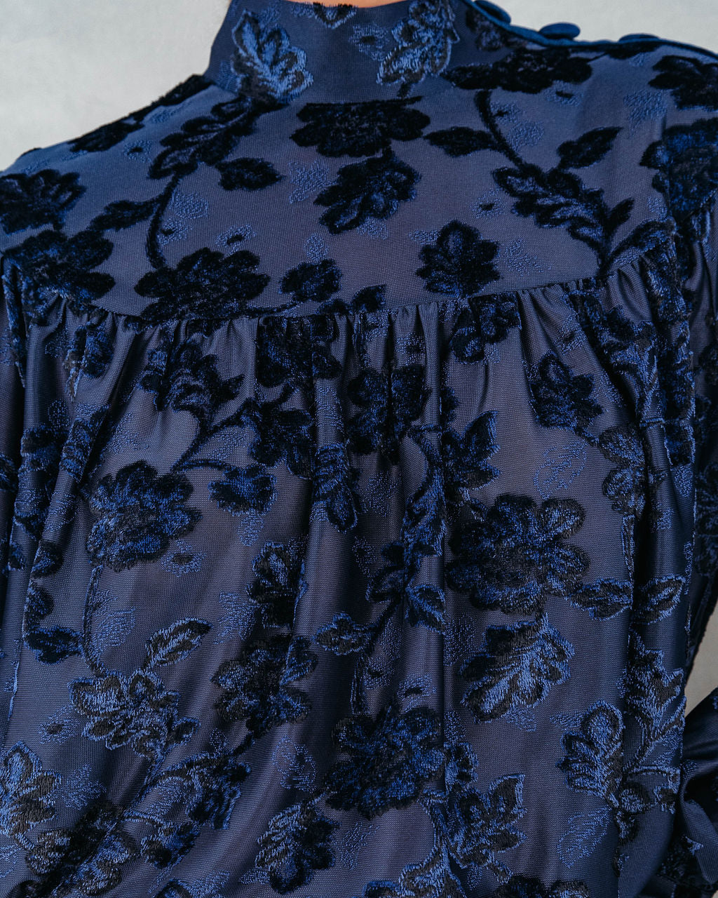 Jane Floral Burnout Velvet Top - Navy - Se7enfashion