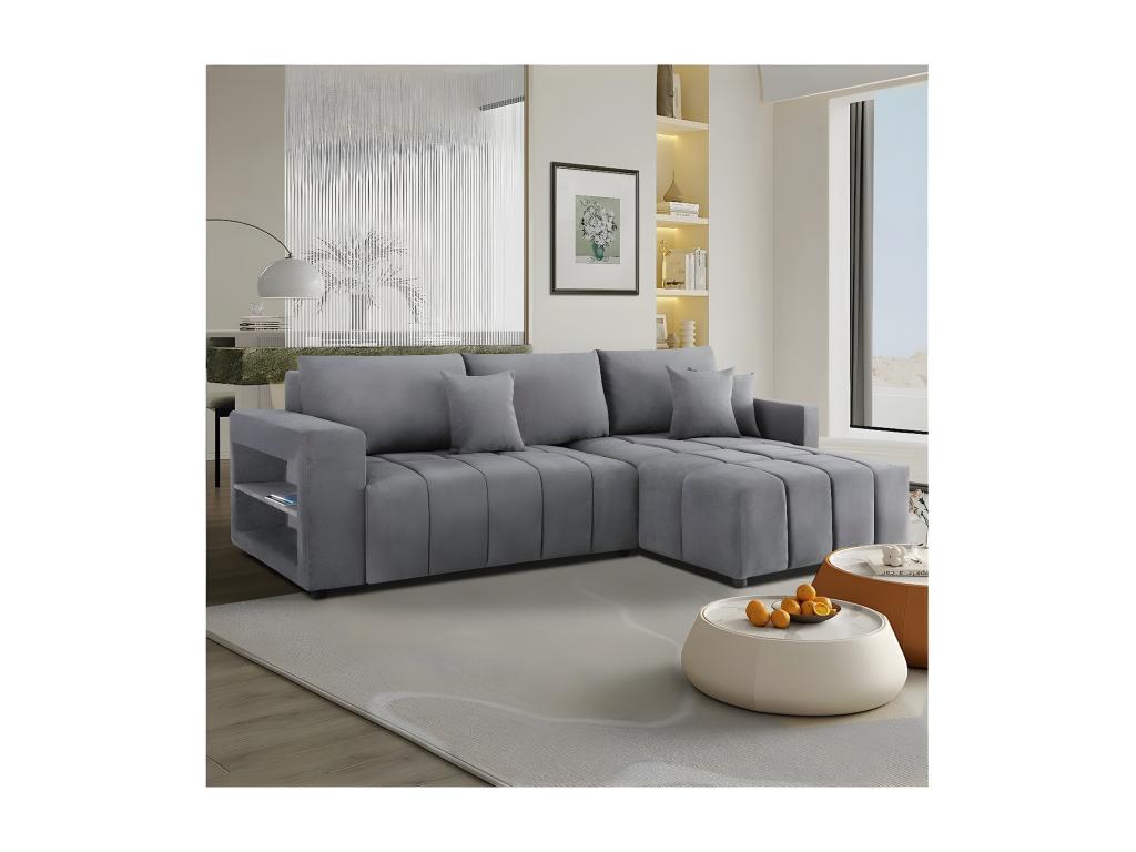 Sofá convertible chenilla 3 plazas gris con almacenamiento