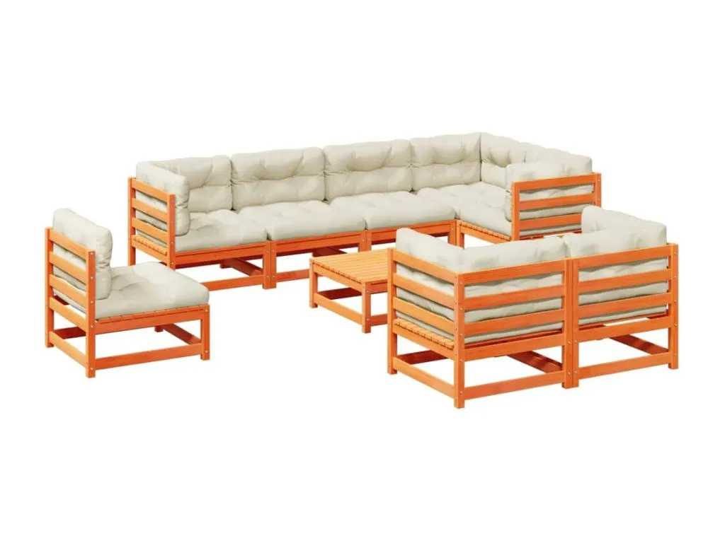 Set de sofás de jardín de 9 piezas con cojines Casahandy en color marrón cera