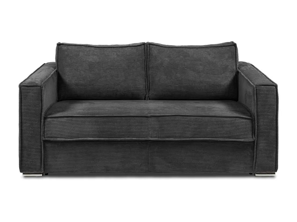 Sofá cama de 4 plazas con apertura italiana de pana gris antracita - Cama 160 cm - Colchón de 18 cm Alkihogares