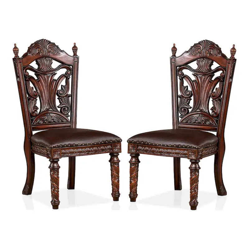 Abeena Set of 2 Traditional Cherry Solid Wood Side Chairs by Furniture of America