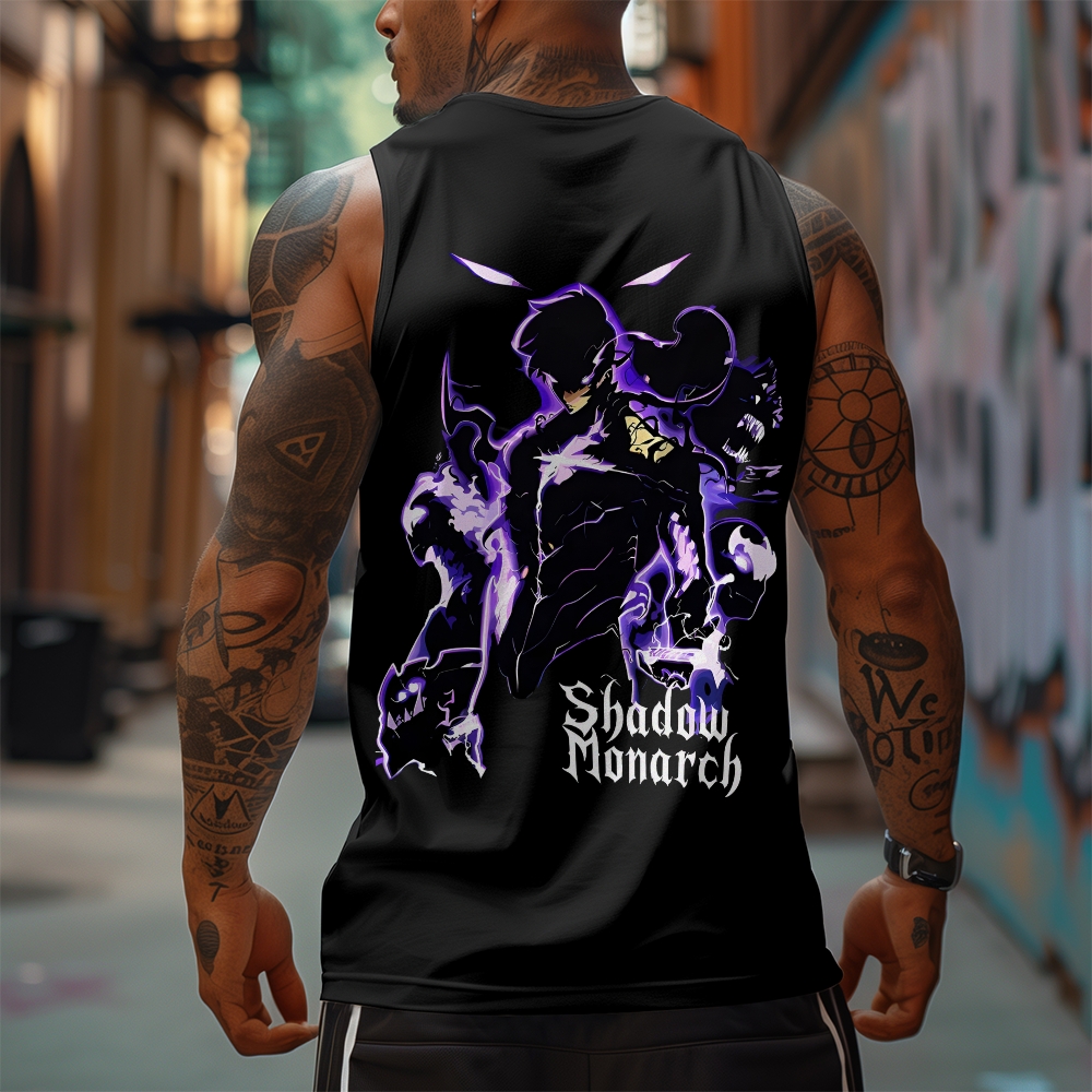 Oversized Anime Print Gym Tank Top