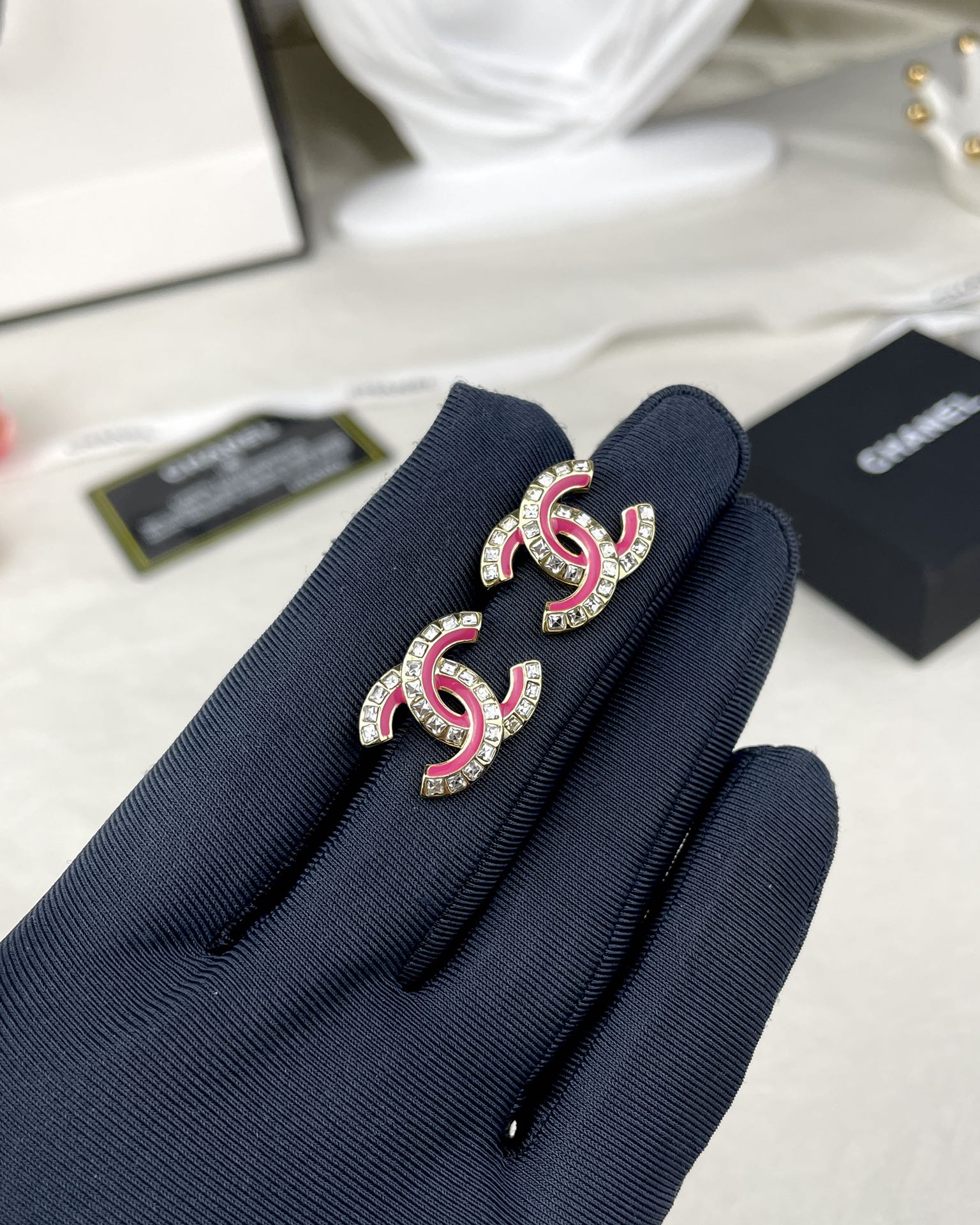 Pink Chanel Brooch Earrings - Original Replica Club