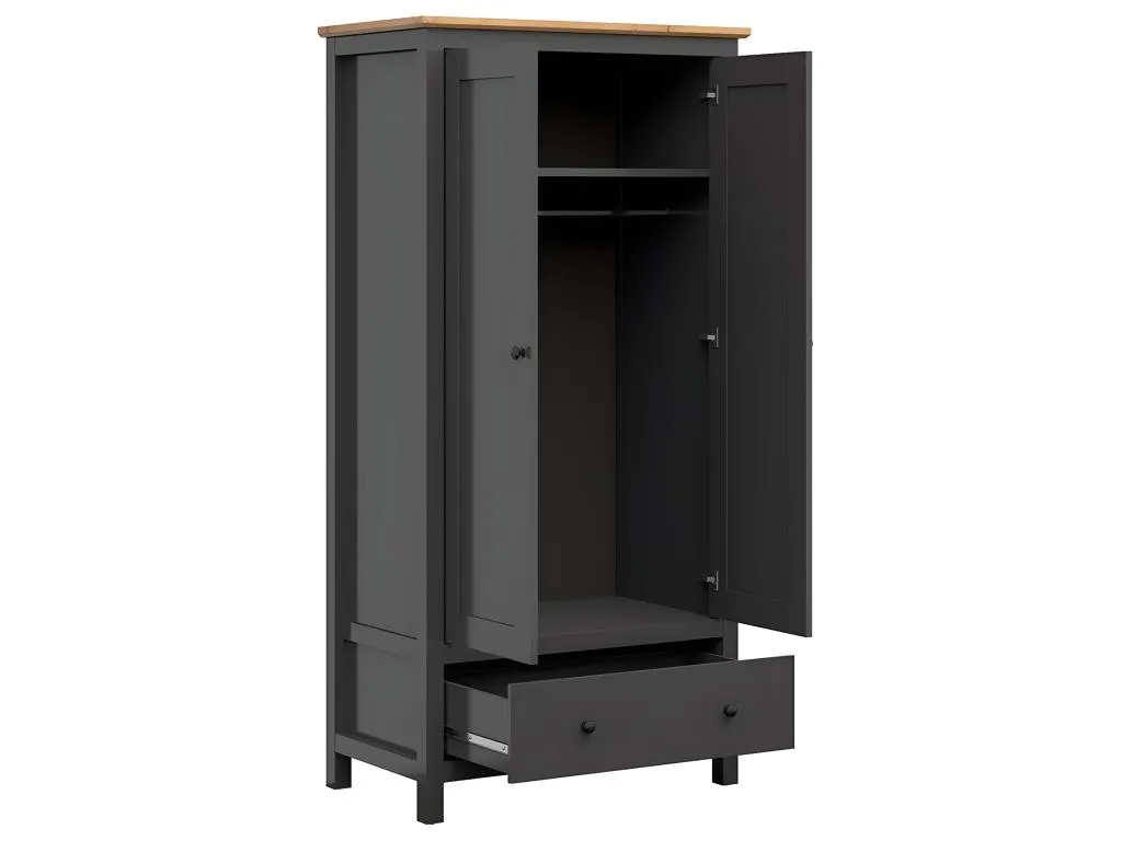 Armario 2 puertas 1 cajón Habitarluz Gris antracita y Habitarluz 37069PBIU