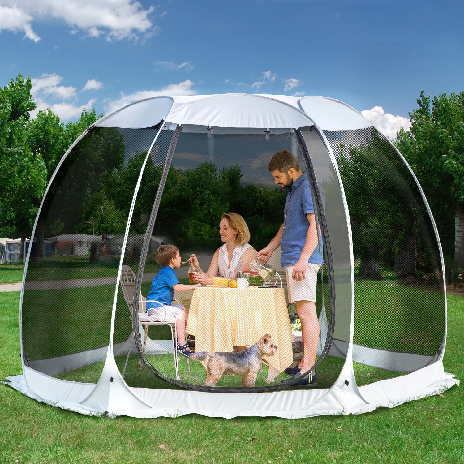 Screen gazebo sleeps 6-10-15 people Igloo-style canopy tent mosquito net on the sides Perfect