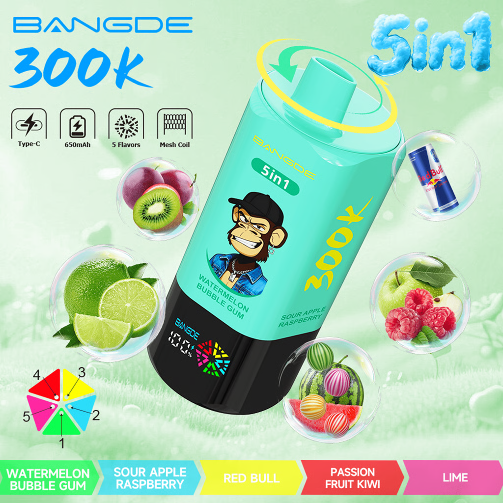Bang DE 300K 5-in-1Disposable Vape|Up to 300,000 Puffs & Five Flavors in One Device
