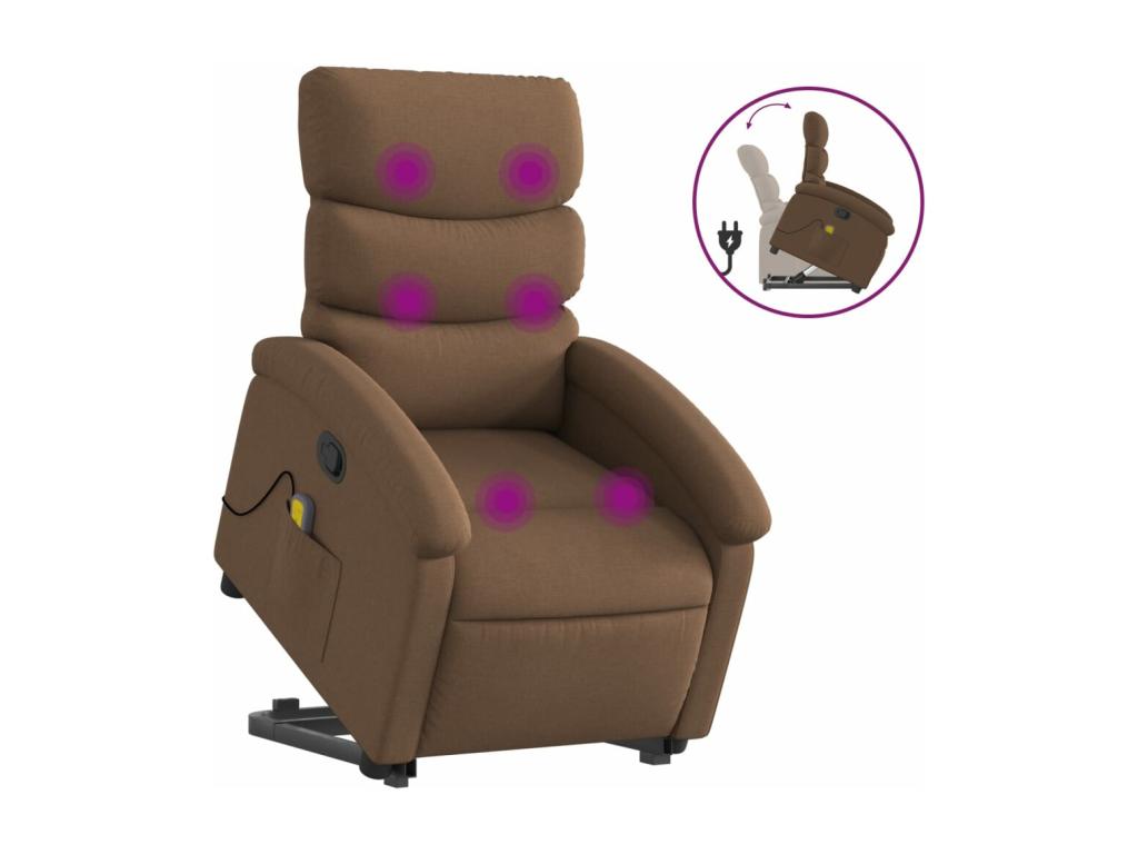 Silla de masaje reclinable de pie de tela marrón