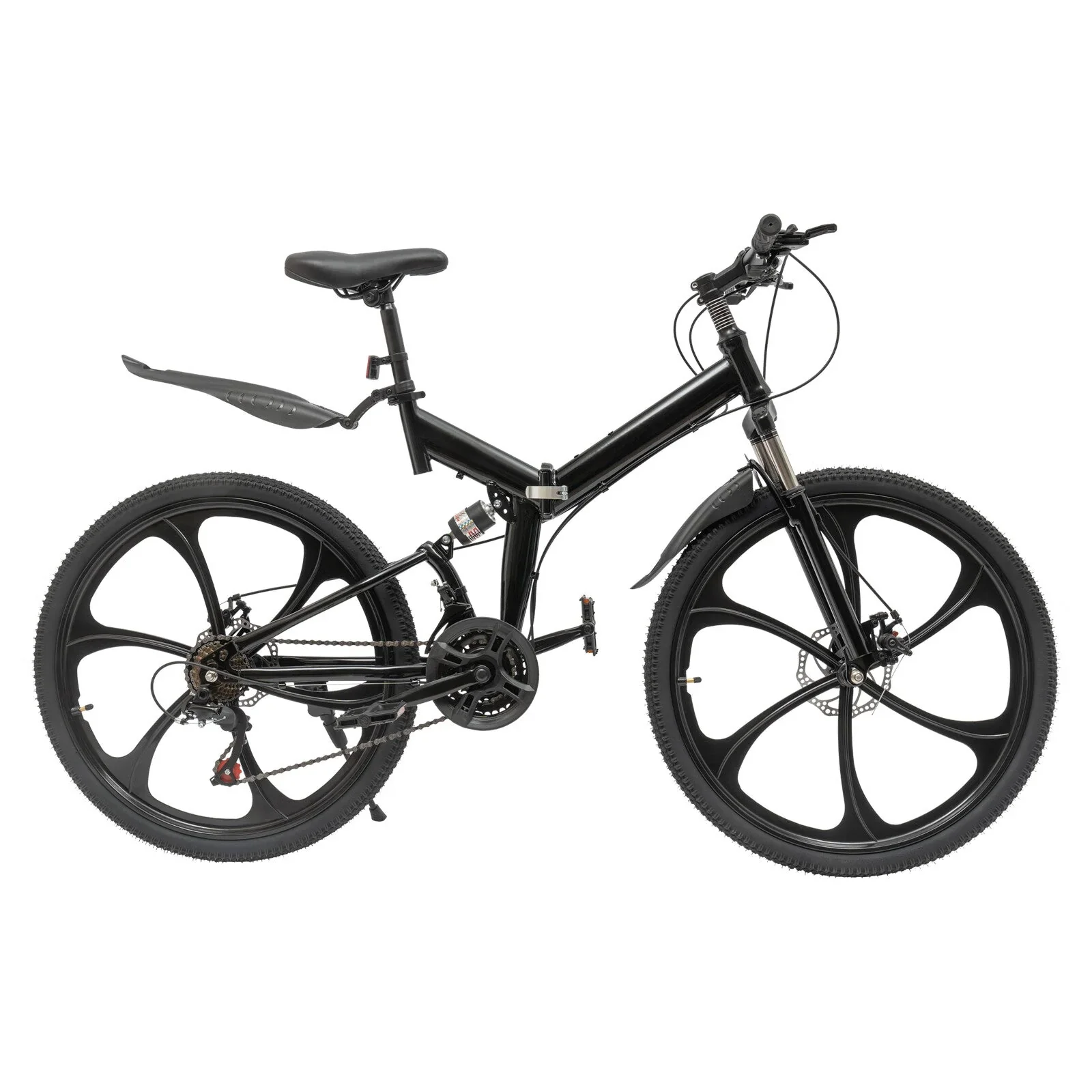 Aiqidi 26 Inch 21 Speed Full Suspension Folding Mountain Bike, Black - Image 8 Aiqidi 26 Inch 21 Speed Full Suspension Folding Mountain Bike, Black - Image 8
