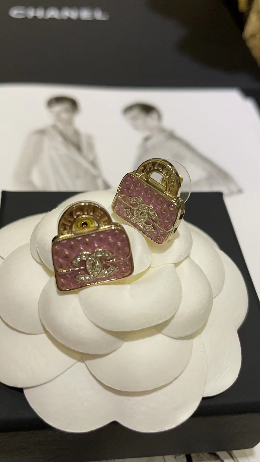 Chanel Pink Bag Earrings - Original Replica Club