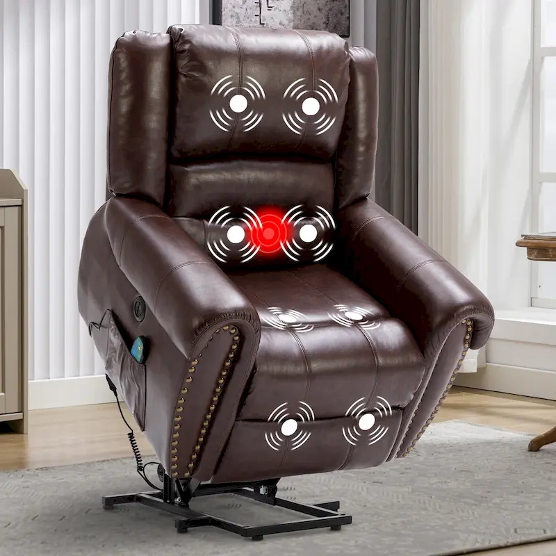Comfortable Power Lift Recliner Chair with Breathable Fabric, Massage, Heat, and USB Charging Port