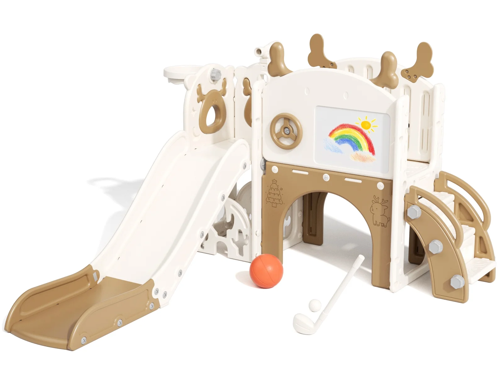 Korimefa 11-in-1 Toddler Slide Set with Golf, Basketball Hoop, Kids Slide for Toddlers Age 1-4, Climber Slip and Slides, Baby Outdoor Toys - Image 34